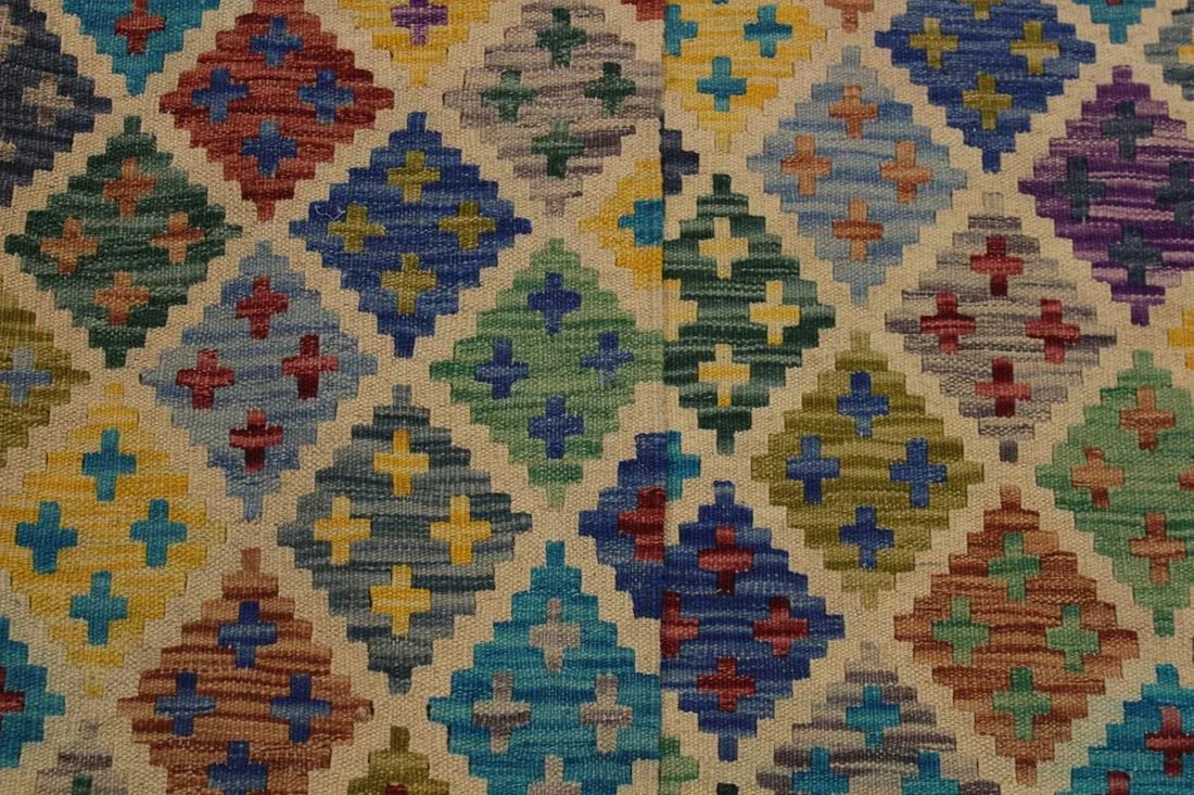 Abstract Tribal Hand-Woven Kilim Wool Rug -5'5'' * 6'7'' - 7