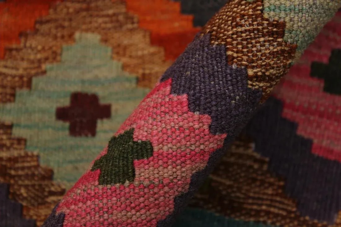 Geometric Tribal Turkish Brown Hand-Woven Wool Kilim - 5' * 6'4'' - 6