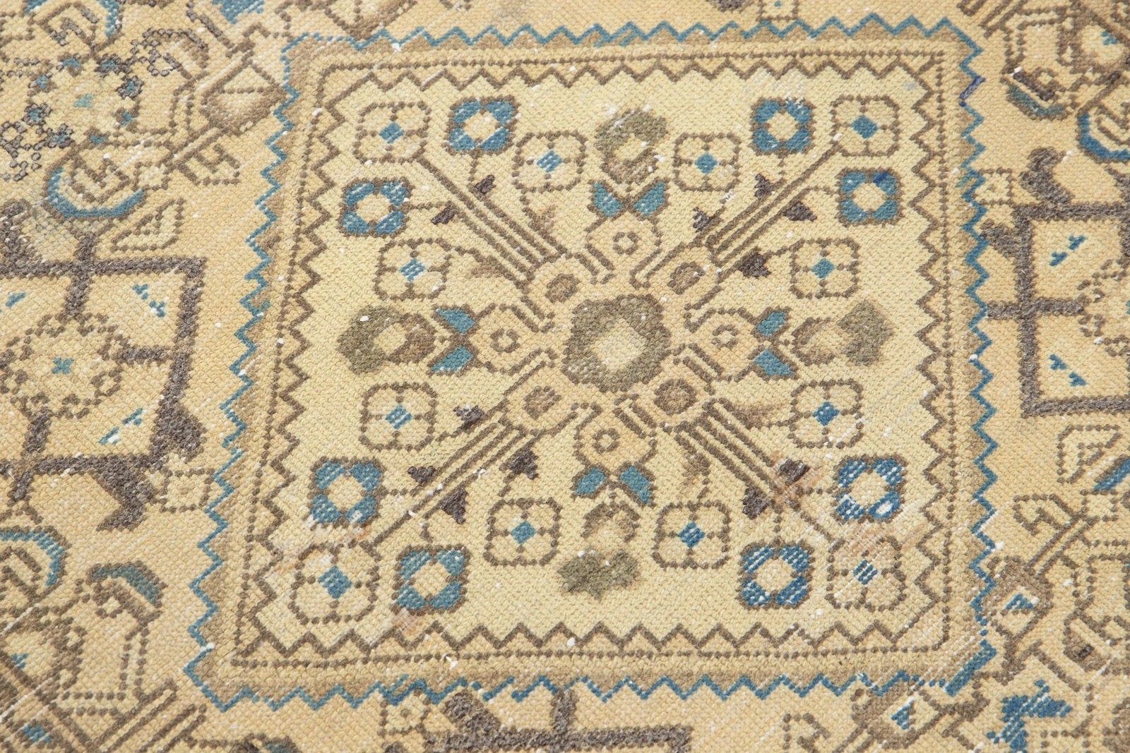 Vintage Persian Beige Wool Rug With Allover Design - 7