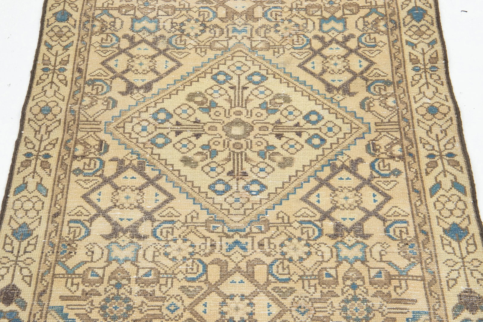 Vintage Persian Beige Wool Rug With Allover Design - 8