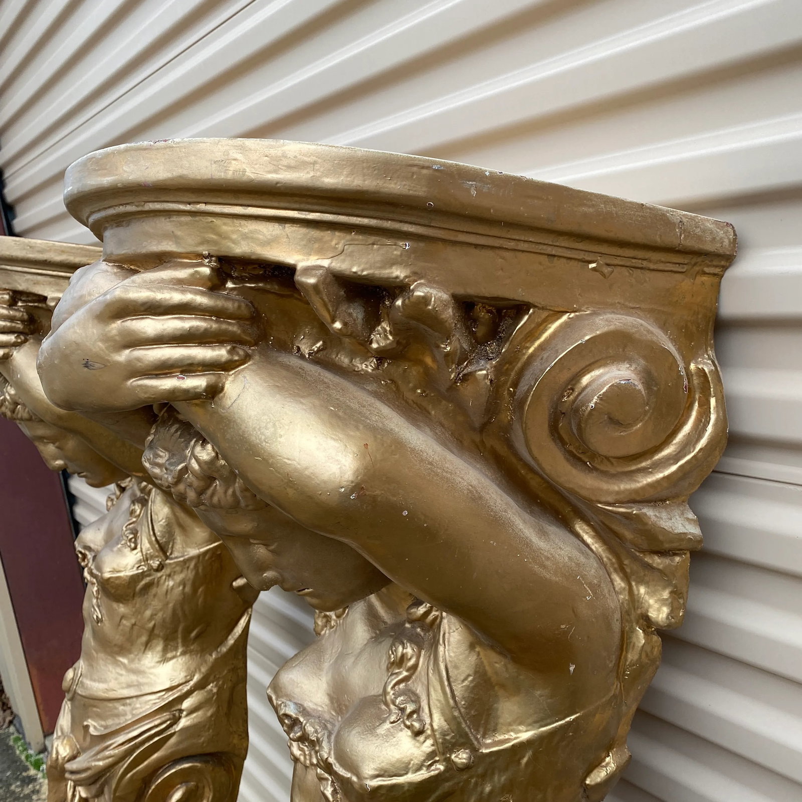 Lifesize 4 Foot 1970s Oversized Gold Lady Sconces - 4