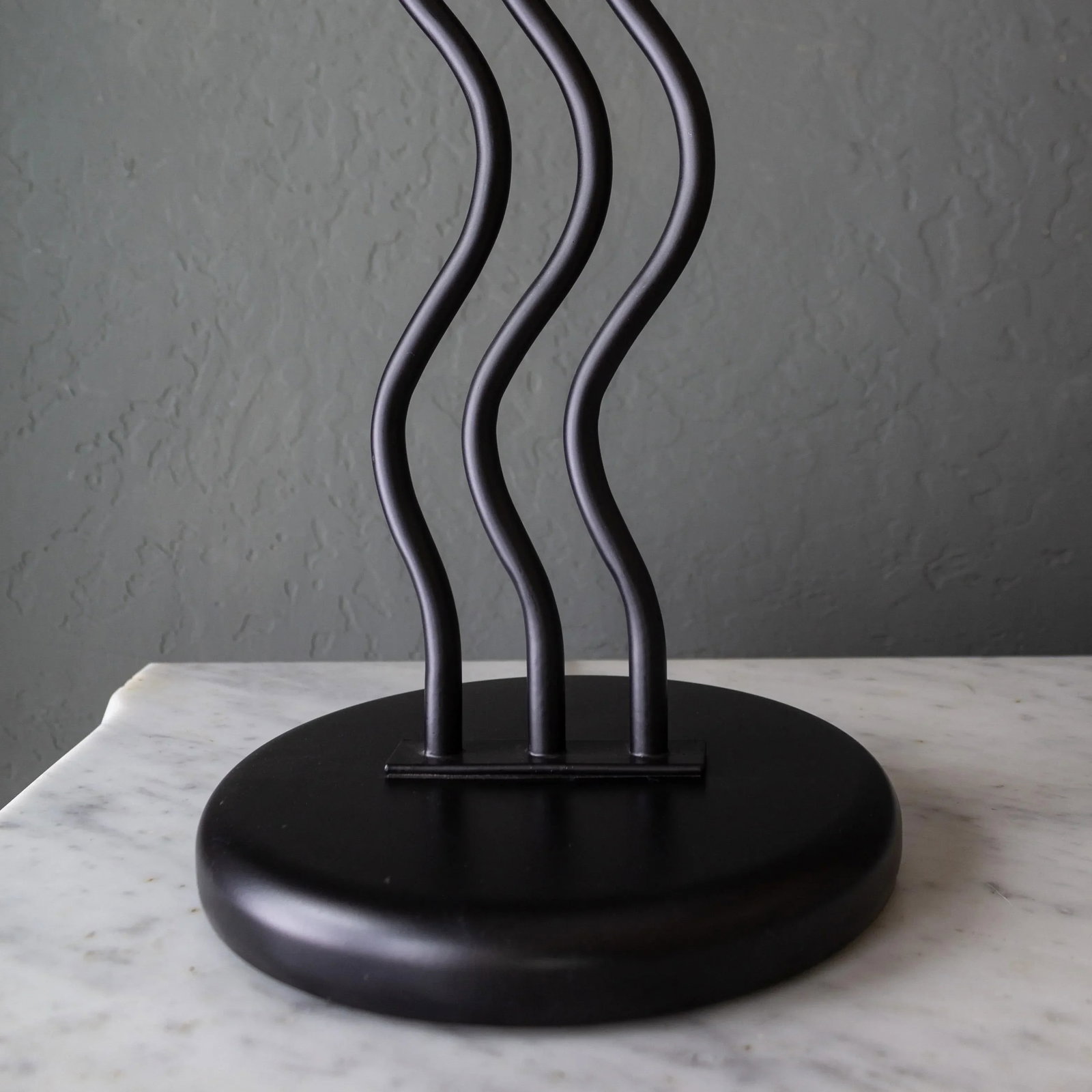 Black Wavy Memphis Style Squiggle Lamps | Set of Two - 6