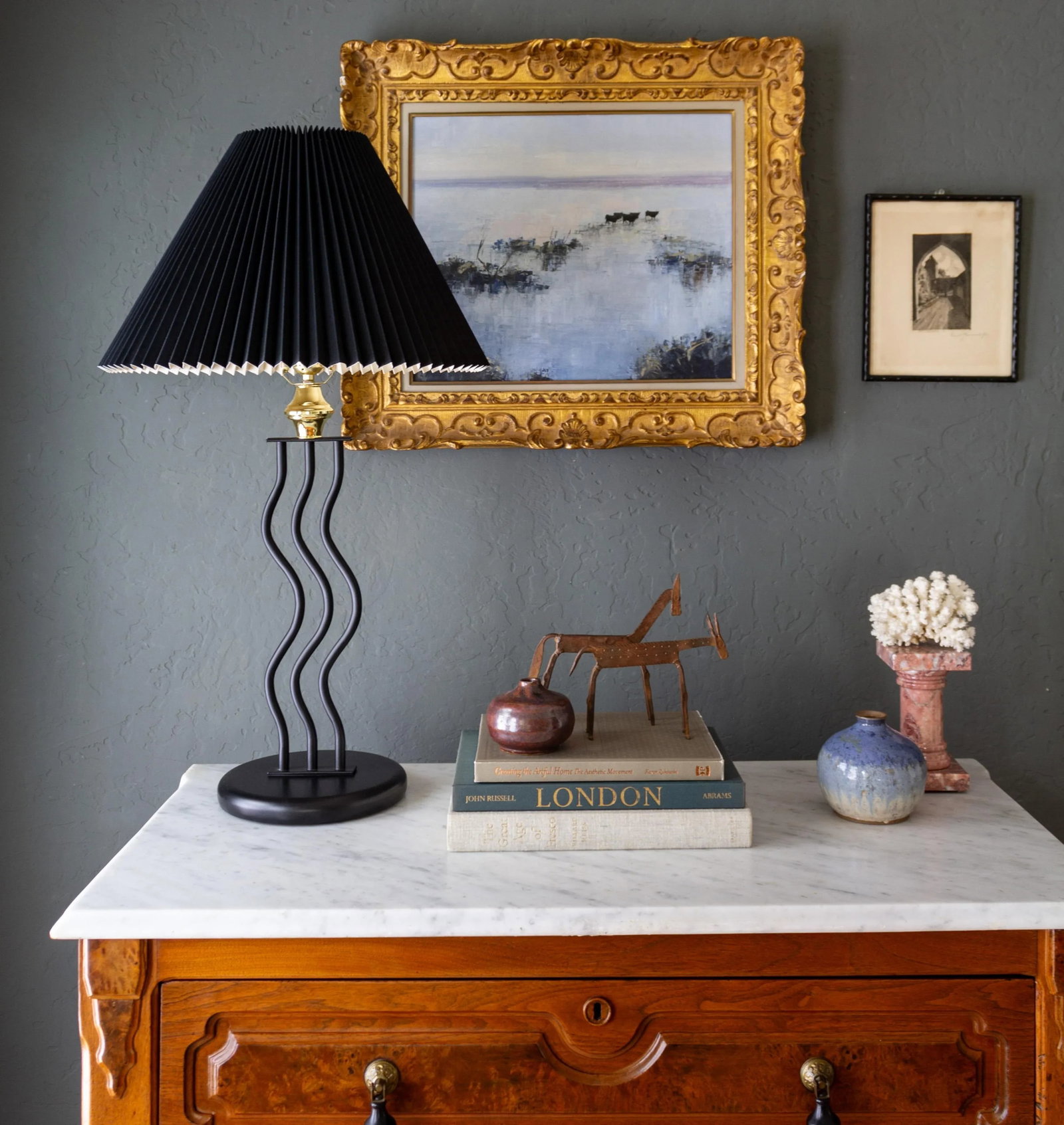 Black Wavy Memphis Style Squiggle Lamps | Set of Two - 8