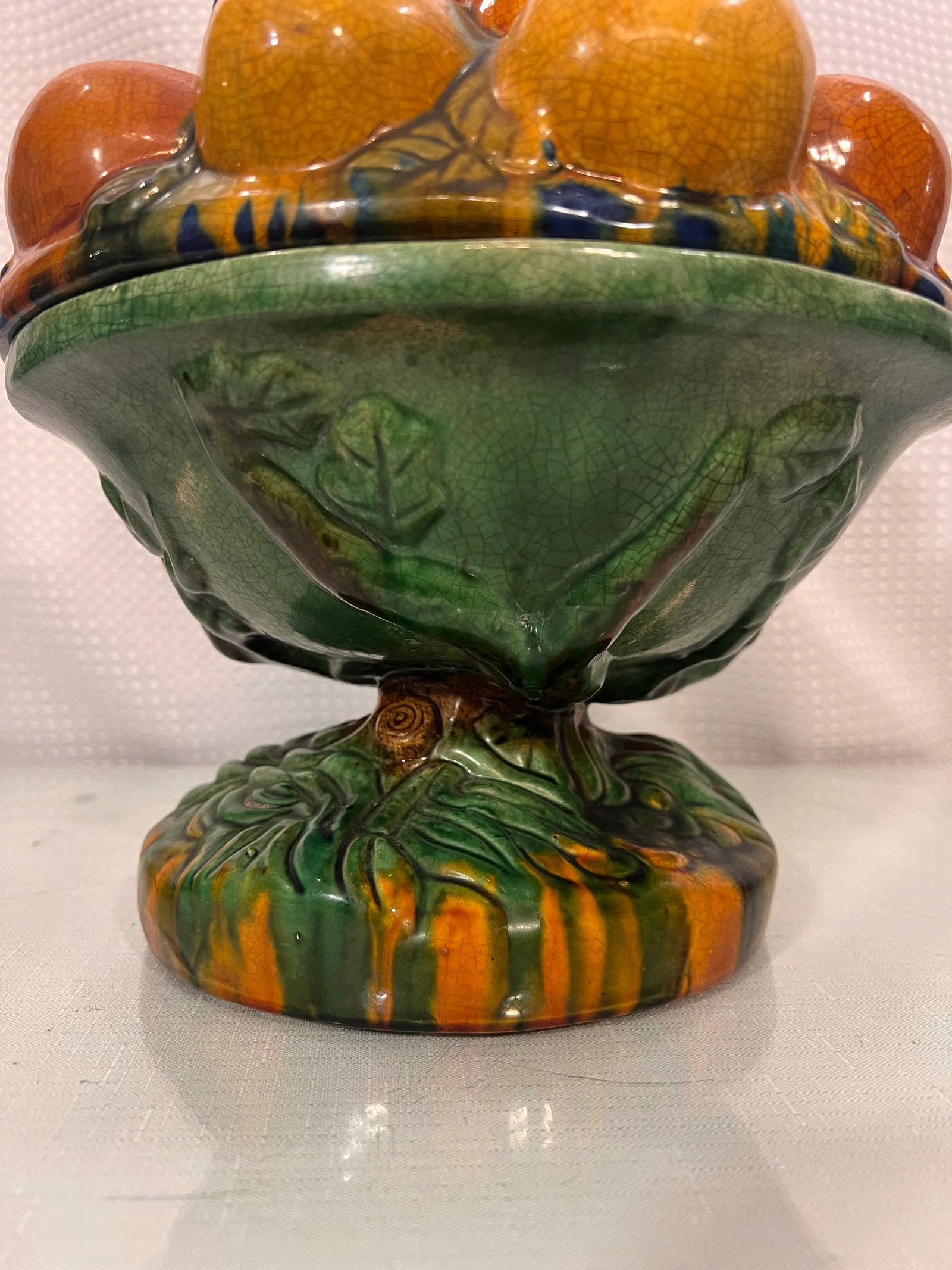 Vintage Majolica Style Fruit Stacked Lidded Bowl / Catchall - 6