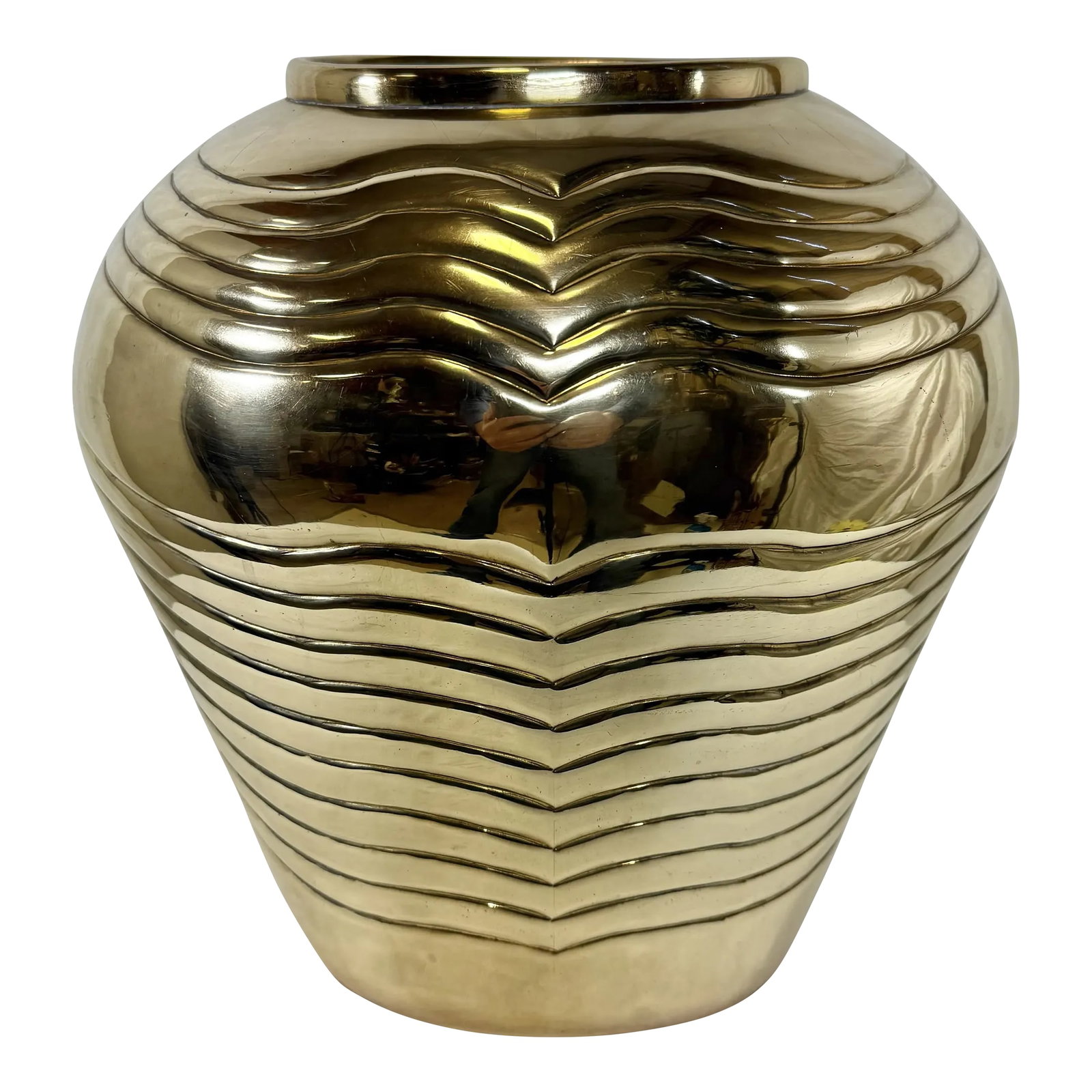 Vintage Art Deco Style Embossed Polished Brass Vase: Introducing a stunning piece for any collector or home decor enthusiast: the Vintage Art Deco Dolbi Cashier Style Embossed Polished Brass Vase. This exquisite vase showcases the elegance and