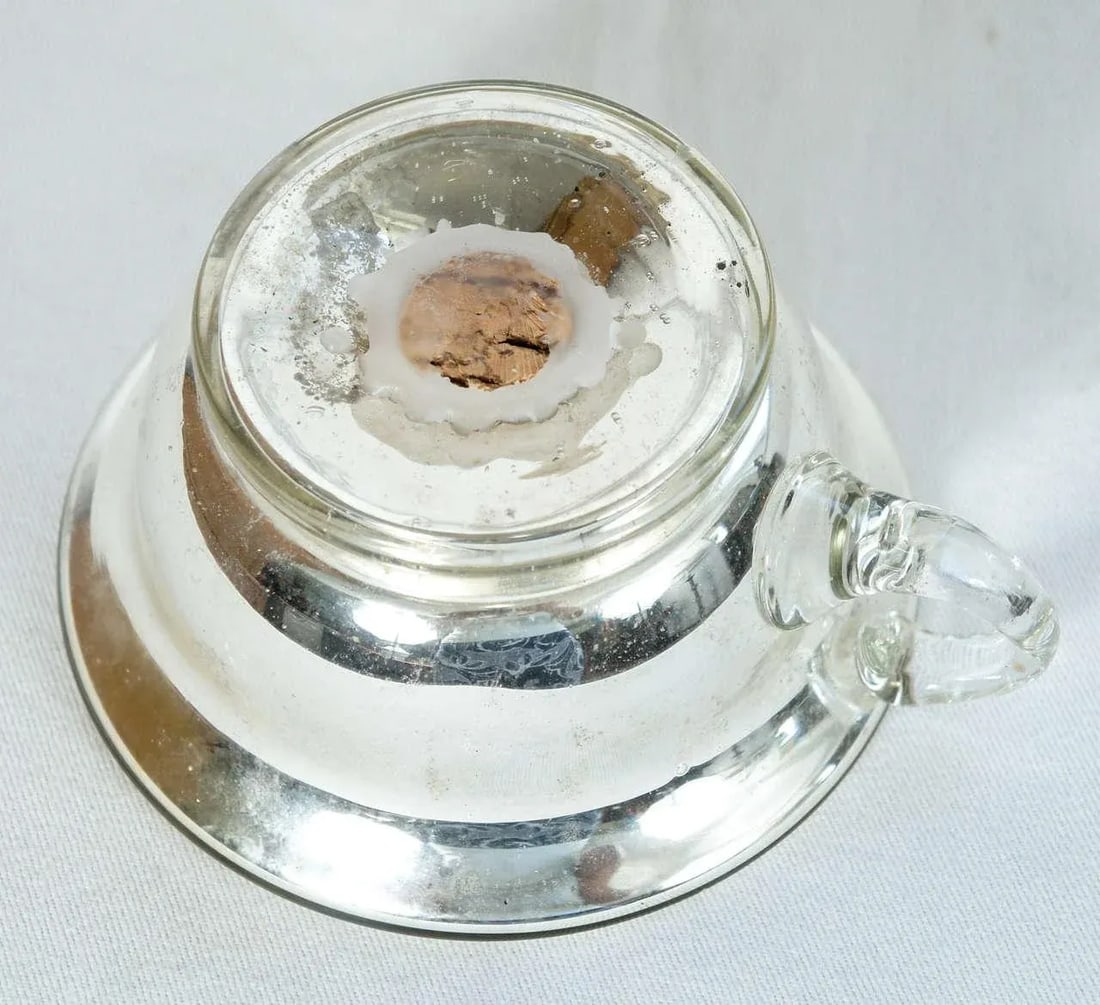 Mercury Glass Cups And Saucers - Service for 3 - 10