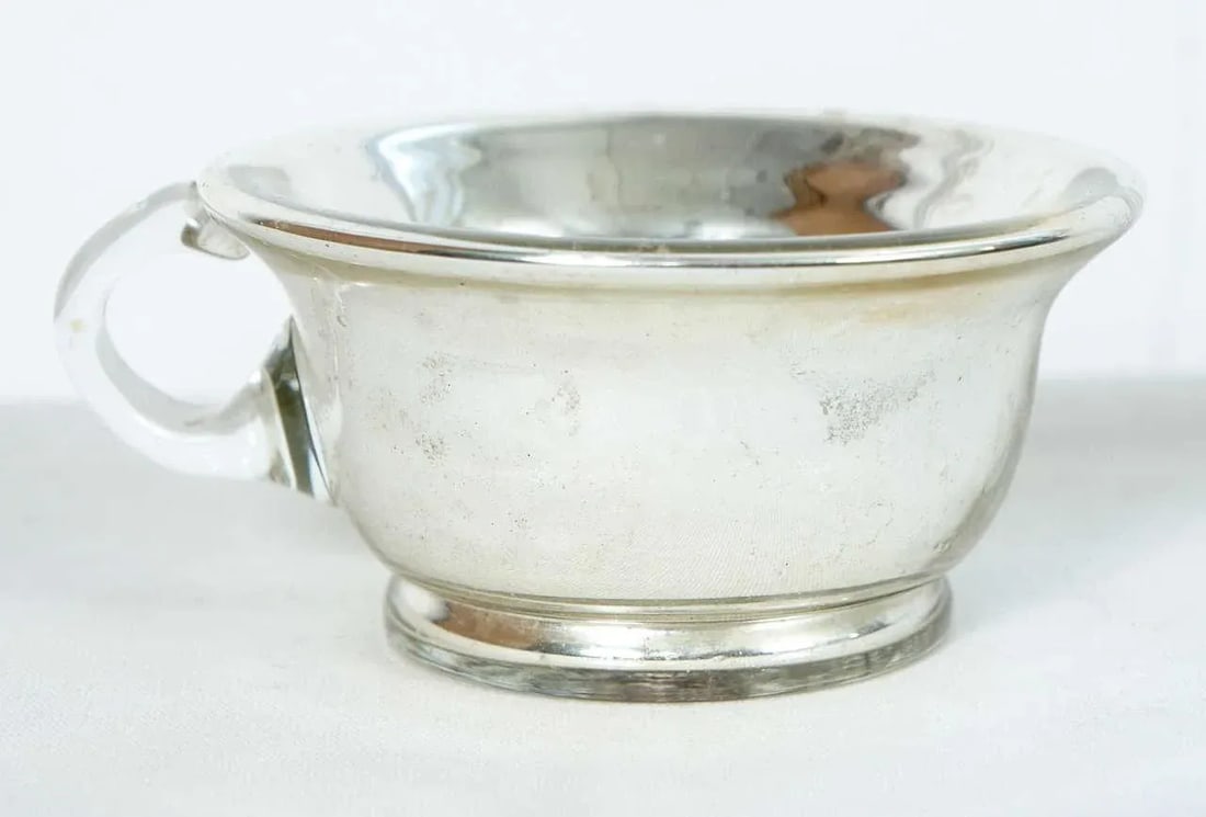 Mercury Glass Cups And Saucers - Service for 3 - 8
