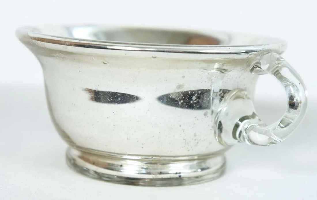 Mercury Glass Cups And Saucers - Service for 3 - 9