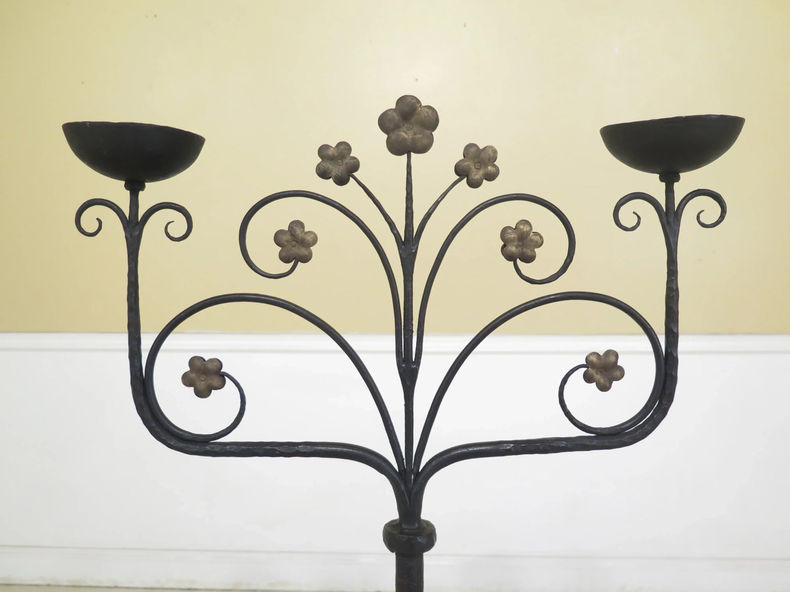 Hand Crafted Wrought Iron Tall Candlestick - 3