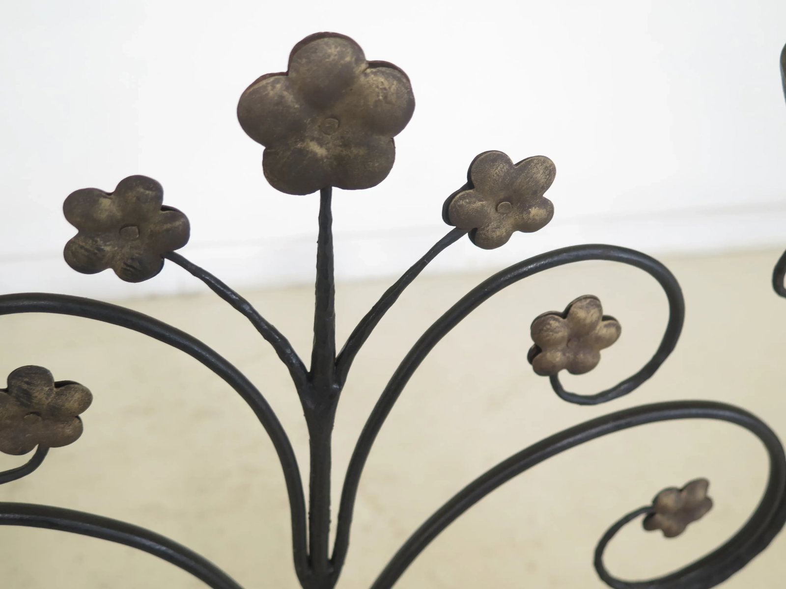 Hand Crafted Wrought Iron Tall Candlestick - 4