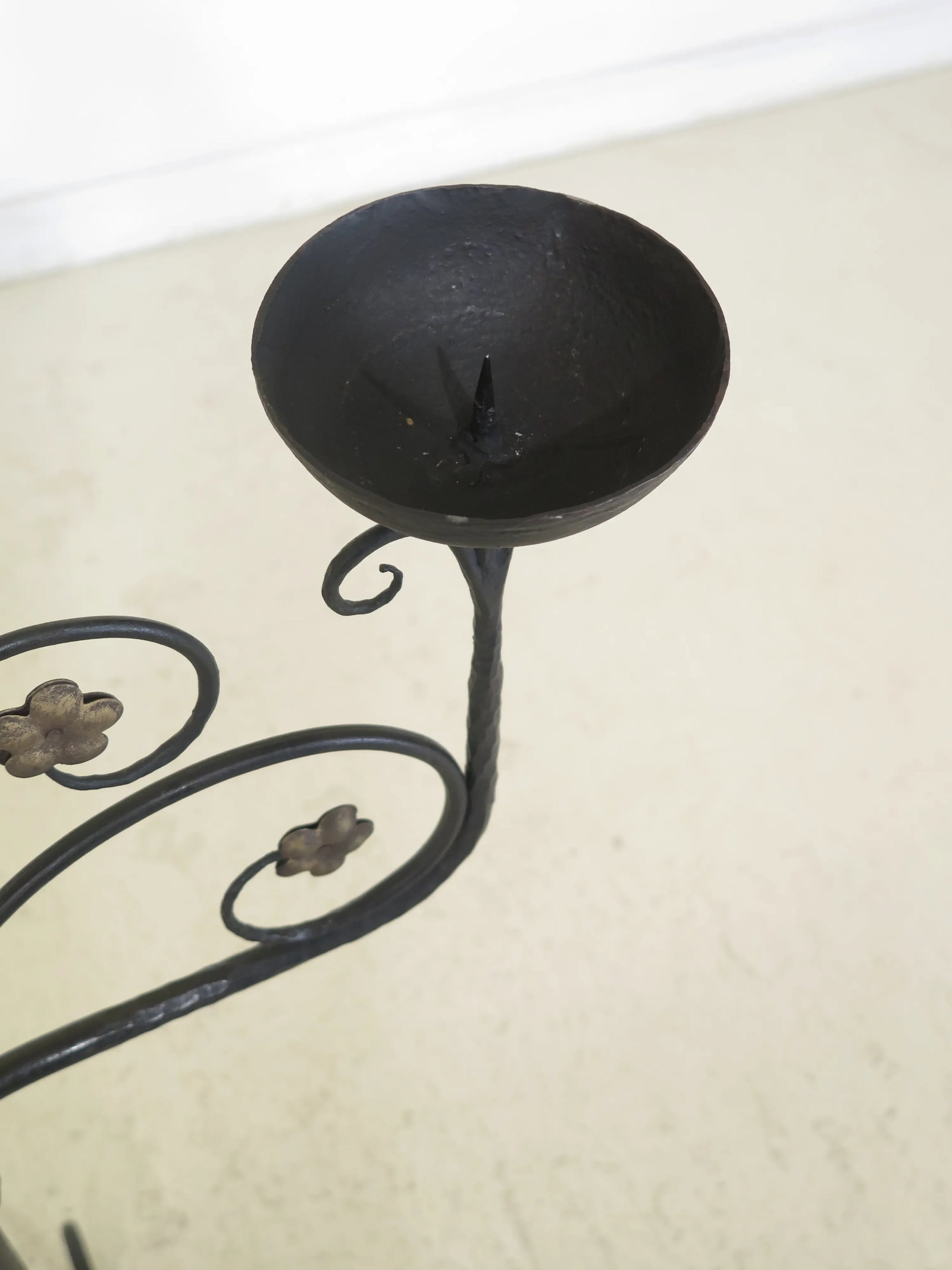 Hand Crafted Wrought Iron Tall Candlestick - 5