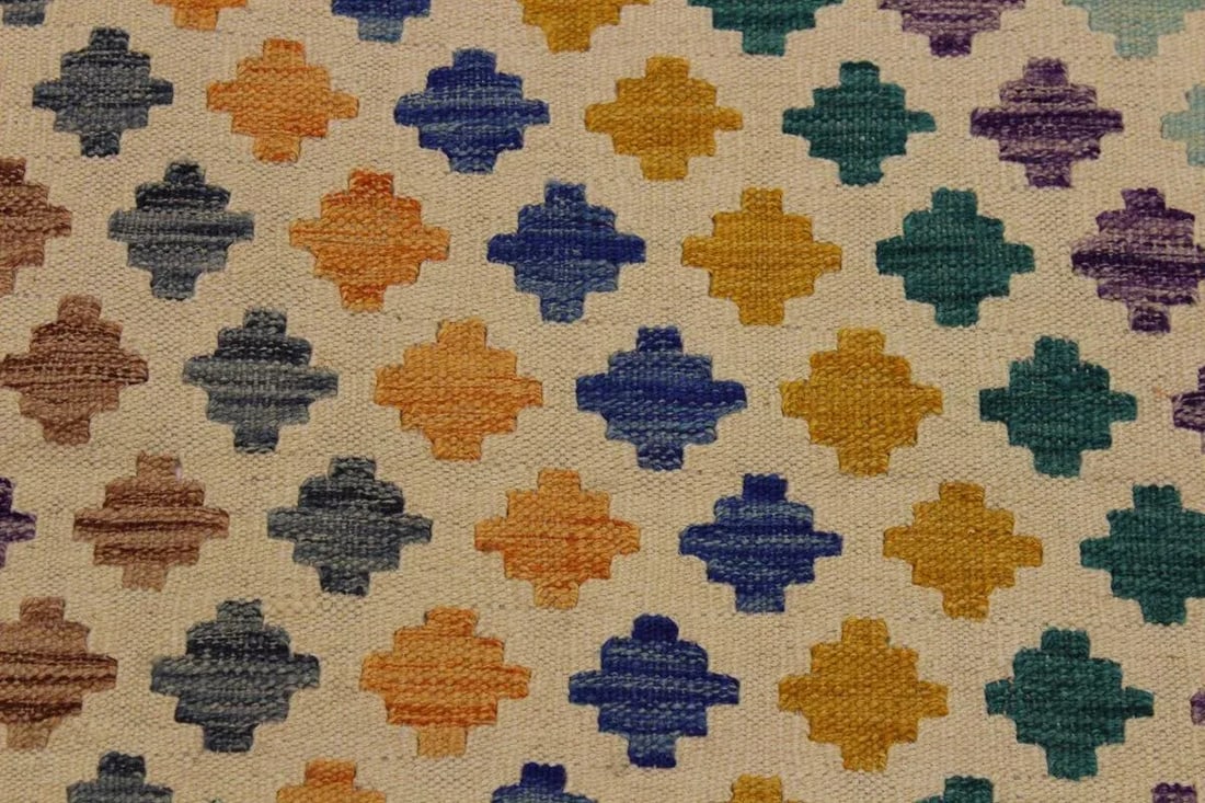 1990s Abstract Hand-Woven Kilim Wool Runner - 2'11'' * 9'7'' - 4