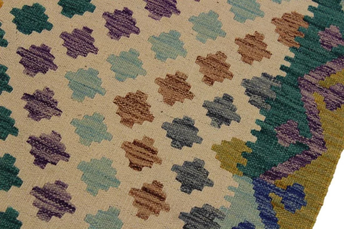 1990s Abstract Hand-Woven Kilim Wool Runner - 2'11'' * 9'7'' - 5