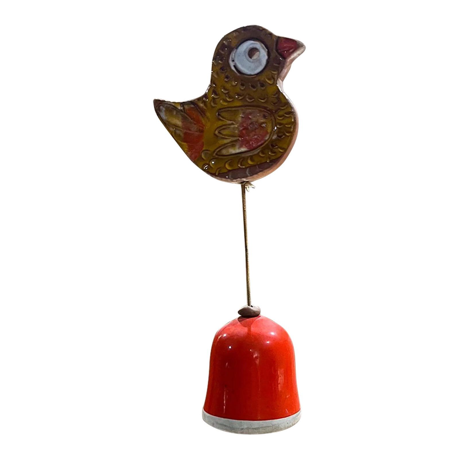 1960s Pacific Stoneware Art Pottery Birdie Wind Chime: For your consideration, a fabulous vintage Pacific Stoneware colorful bird red wind chime from Oregon. Patio Outdoor Decor. Dimensions: 17.75" H x 5.25" W x 3.5" D Please take a look at our listings. 