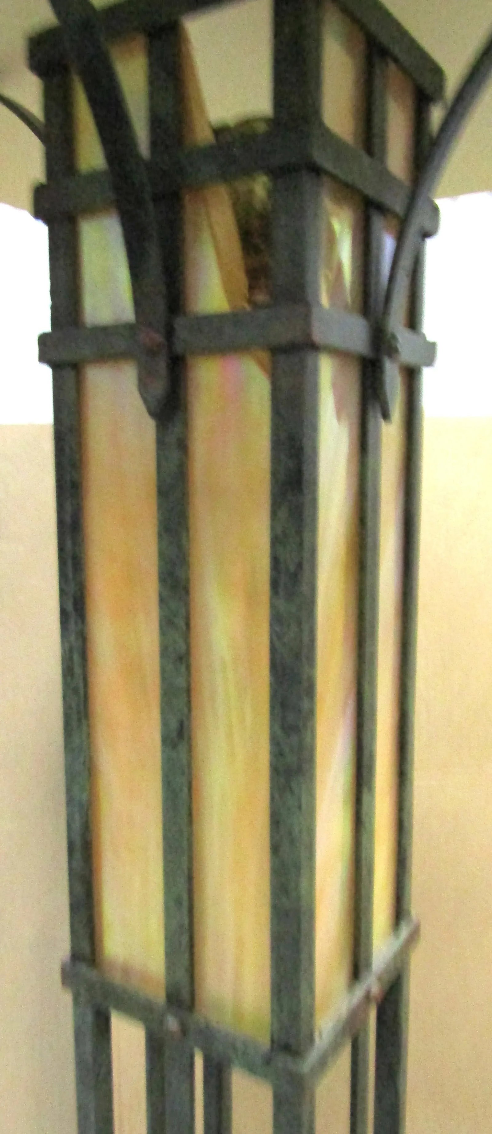 1970s Craftsman Mission Style Metal and Mica Torchier Floor Lamp - 10