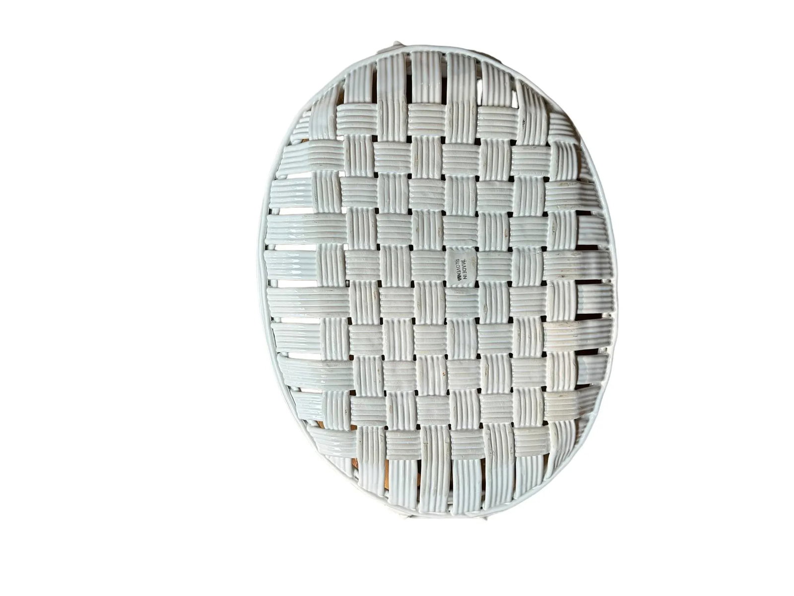 White Ceramic Basketweave Woven Tray - 10