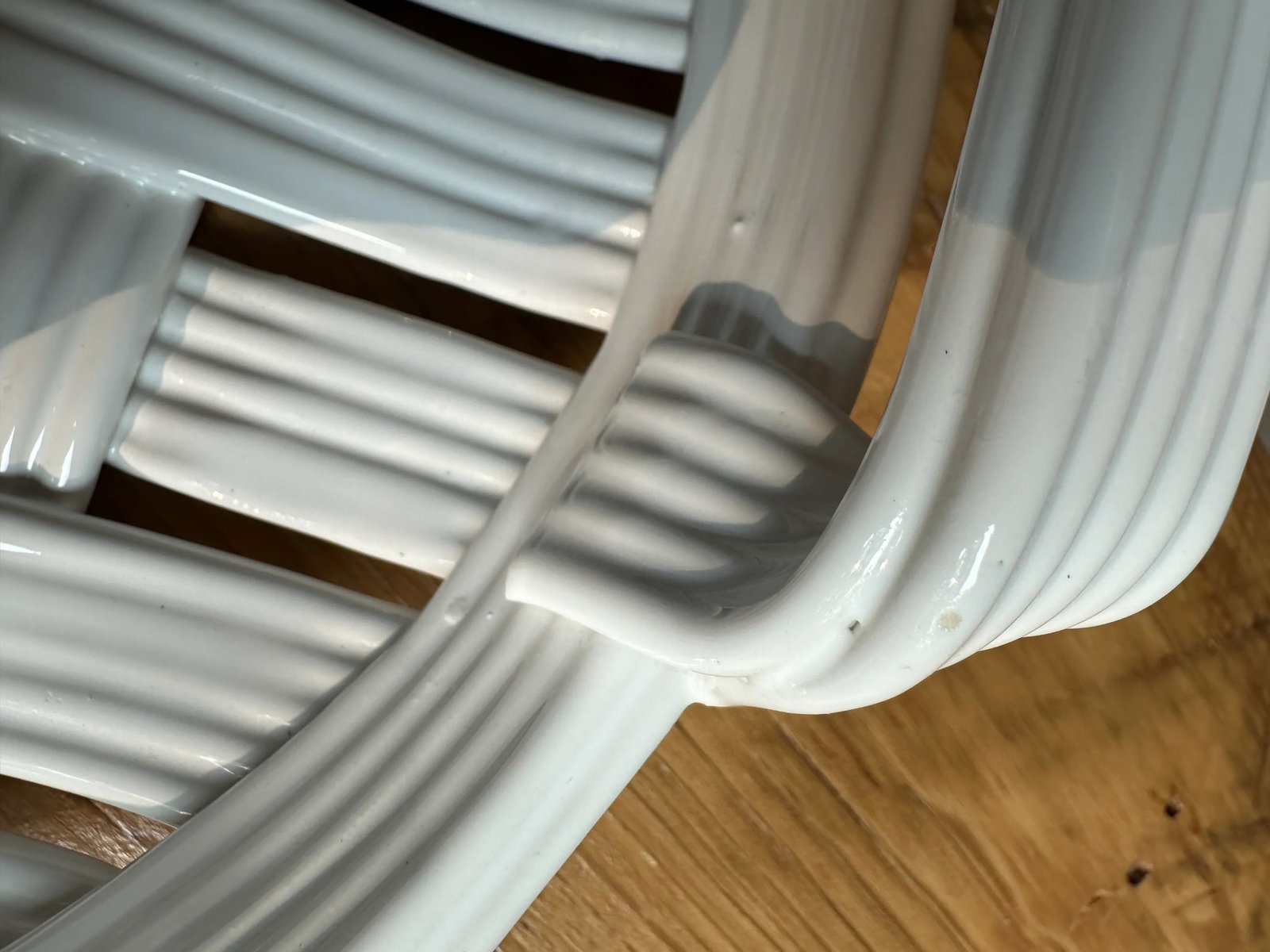 White Ceramic Basketweave Woven Tray - 11