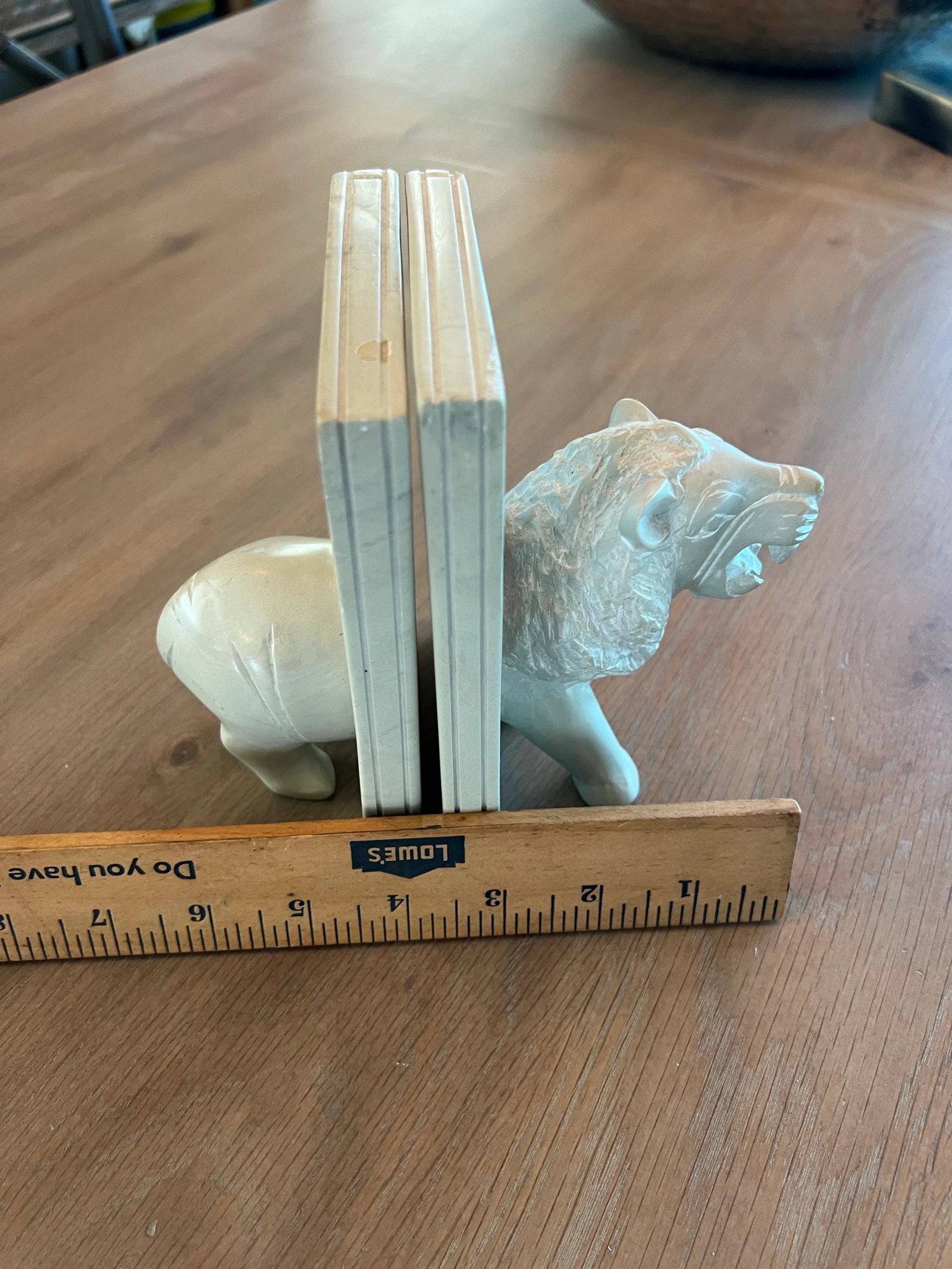 Vintage Carved Stone Lion Bookends - 5