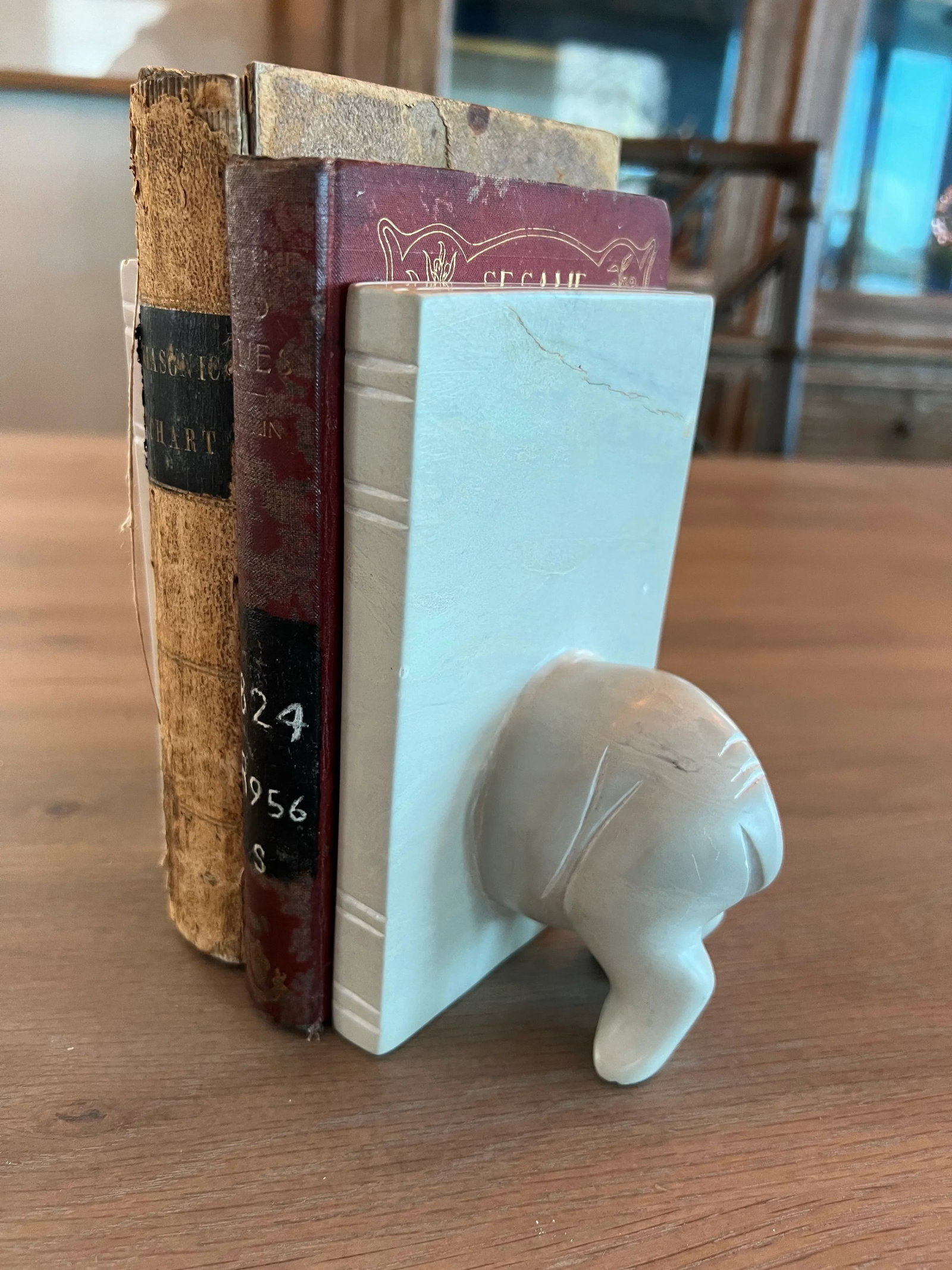 Vintage Carved Stone Lion Bookends - 8