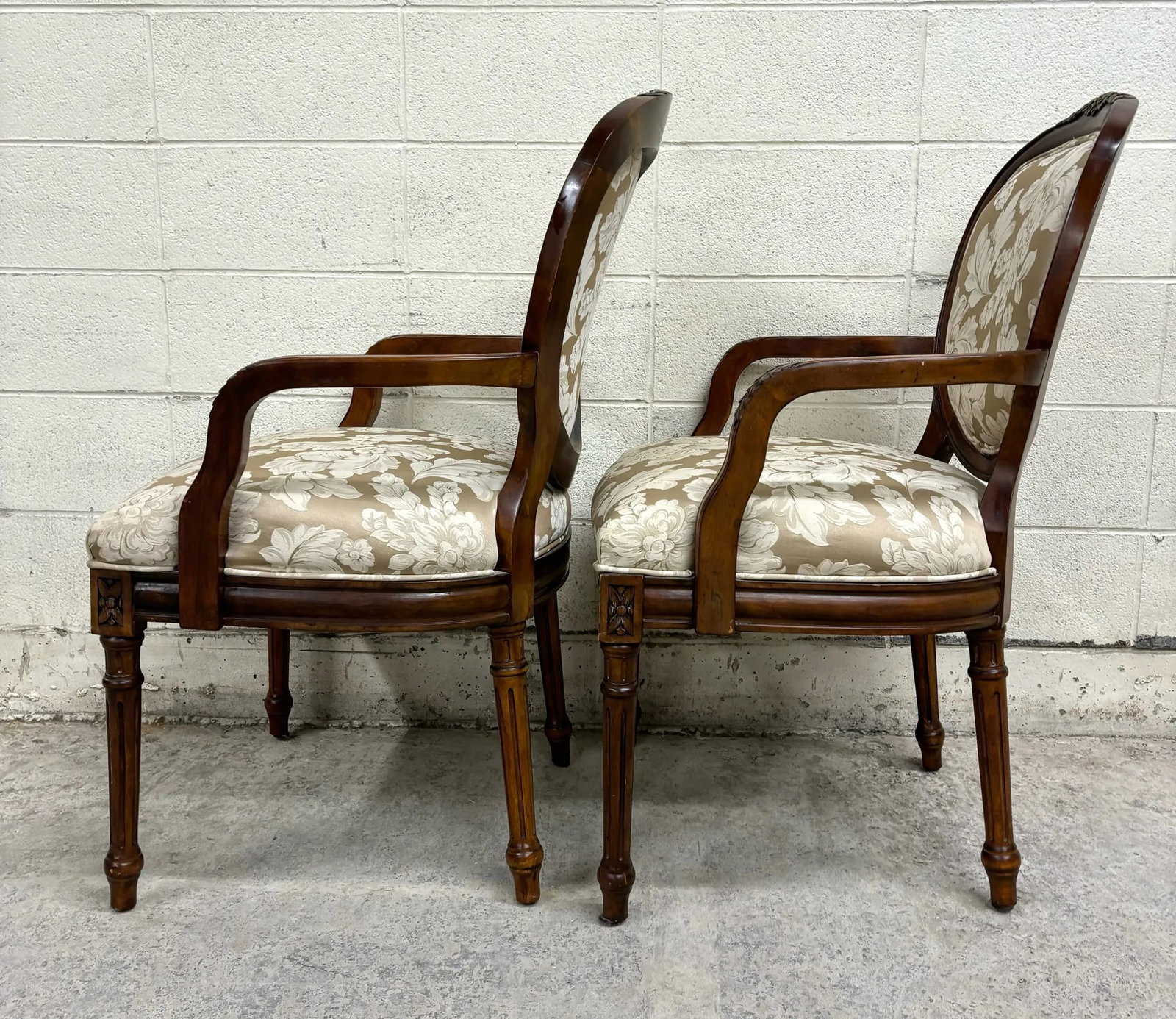 Vintage Dongguan French Louis XVI Style Armchairs or Bergere Chairs - Pair - 10