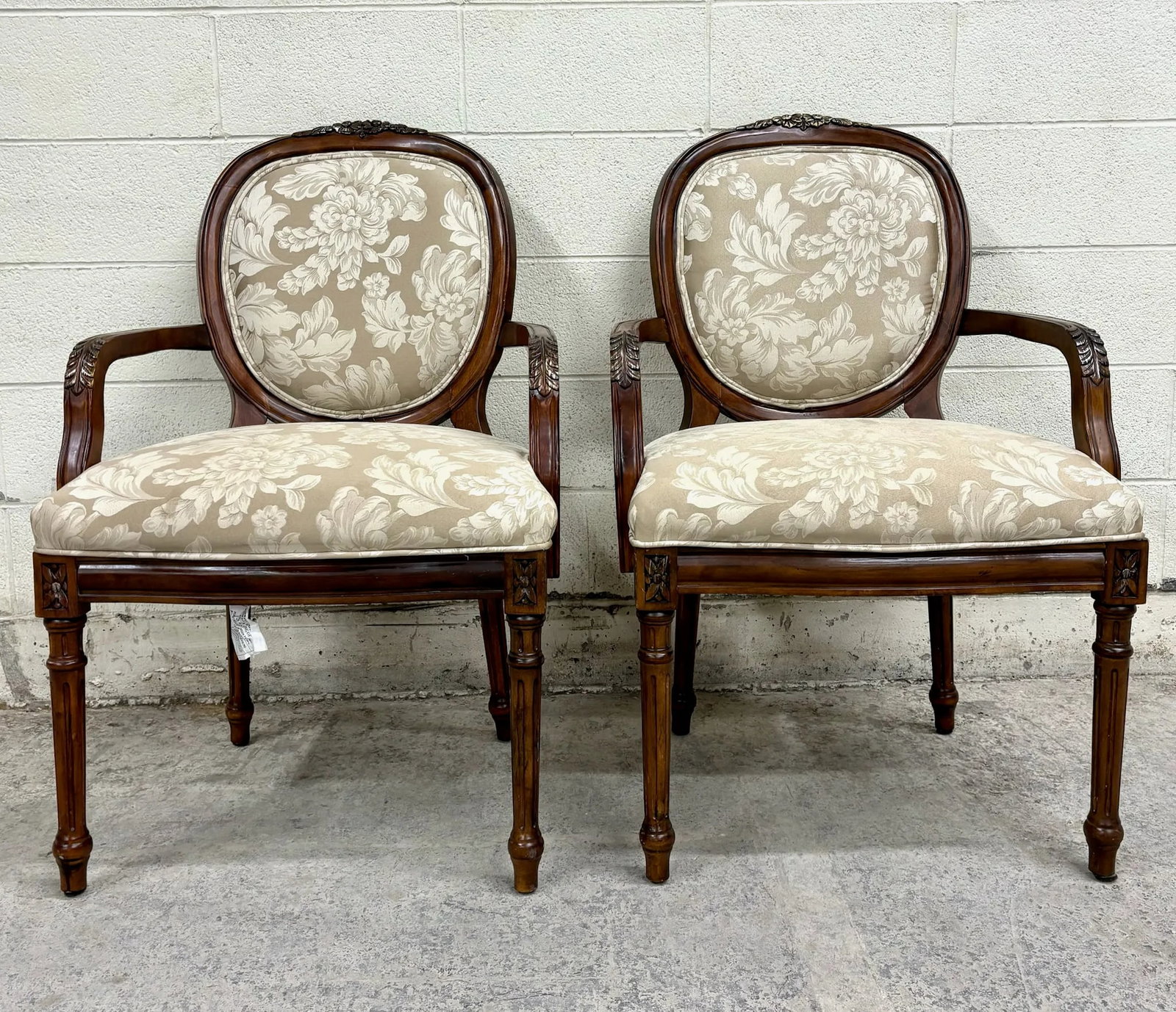 Vintage Dongguan French Louis XVI Style Armchairs or Bergere Chairs - Pair - 2