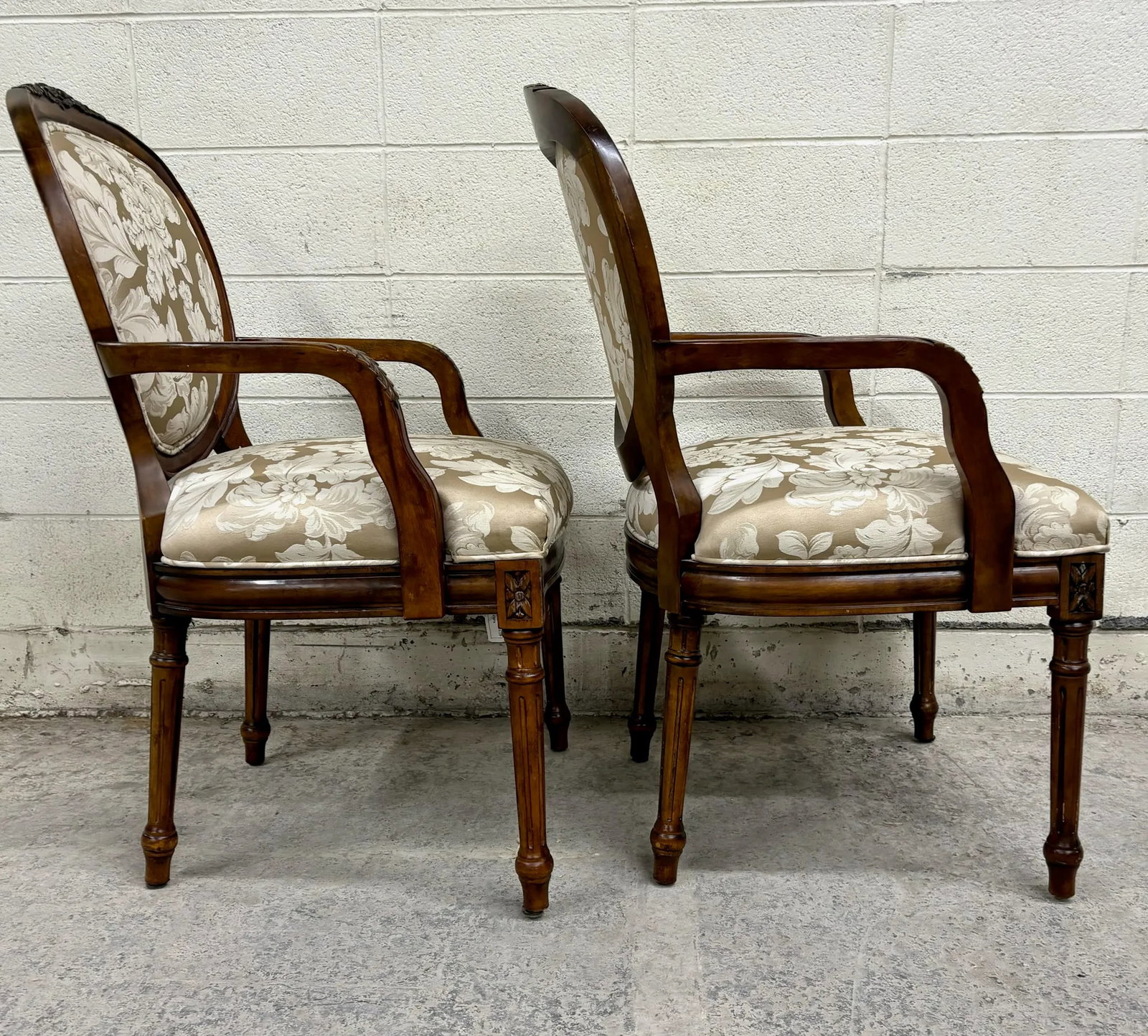 Vintage Dongguan French Louis XVI Style Armchairs or Bergere Chairs - Pair - 5