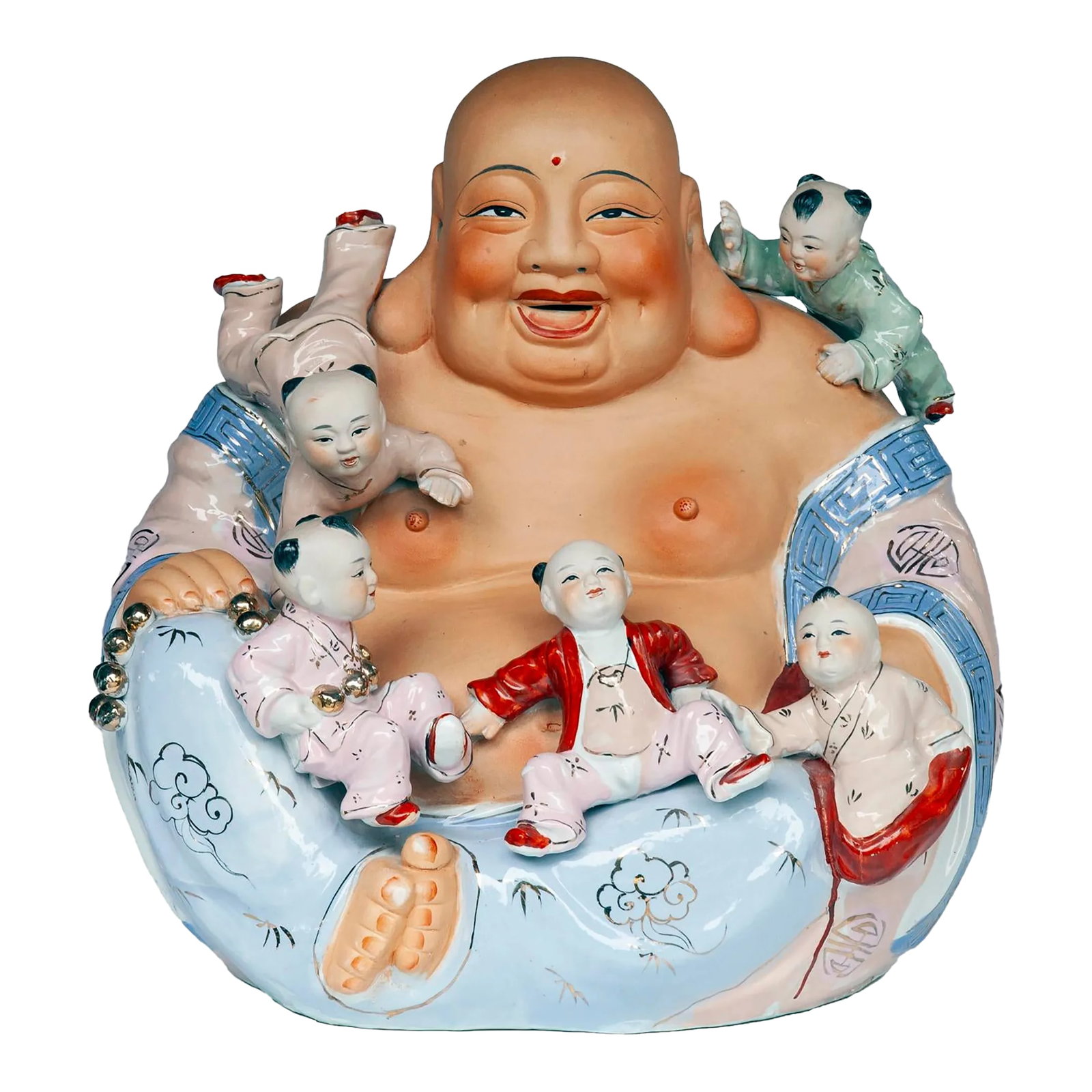 Early 20th Century Vietnamese Hand-Painted Porcelain "Happy Buddha" Sculpture: Early 20th Century Vietnamese Hand-Painted Porcelain "Happy Buddha" Sculpture. Condition: Alterations: Original Condition Unaltered Imperfections: Some Imperfections Condition Notes: This is in
