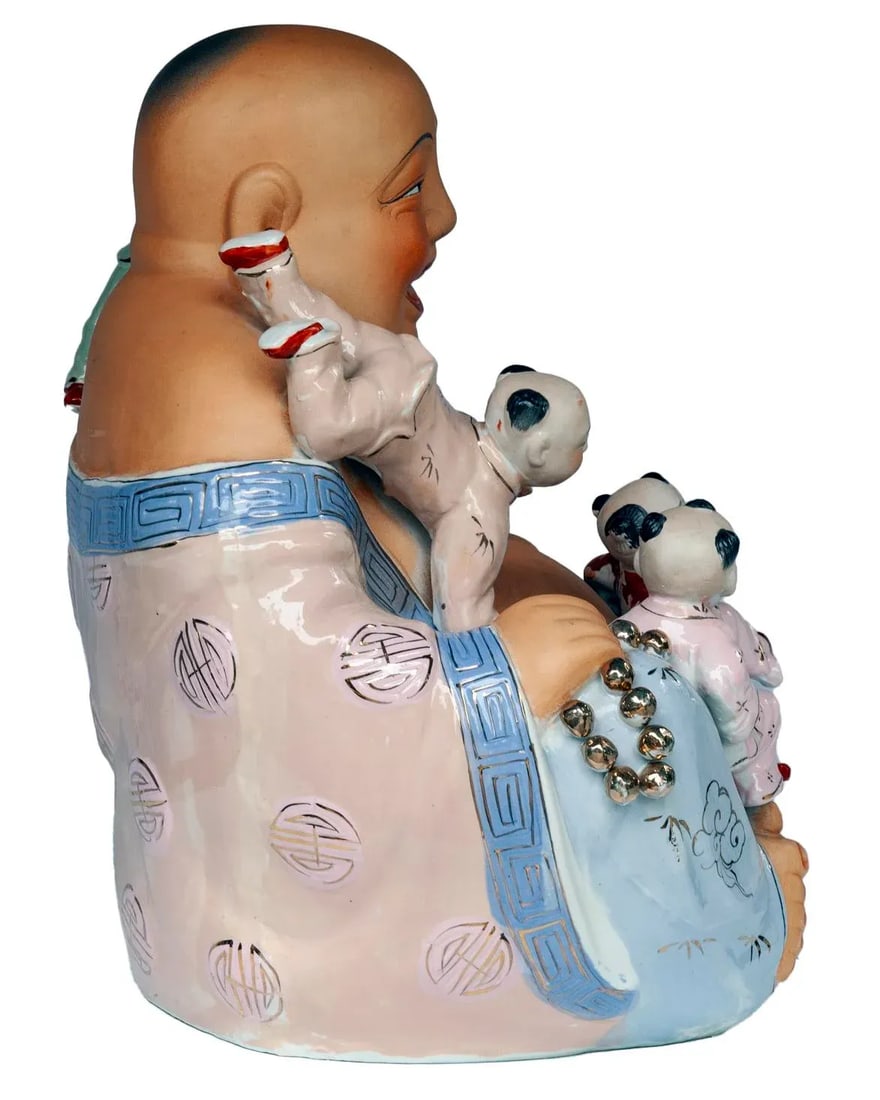 Early 20th Century Vietnamese Hand-Painted Porcelain "Happy Buddha" Sculpture - 5