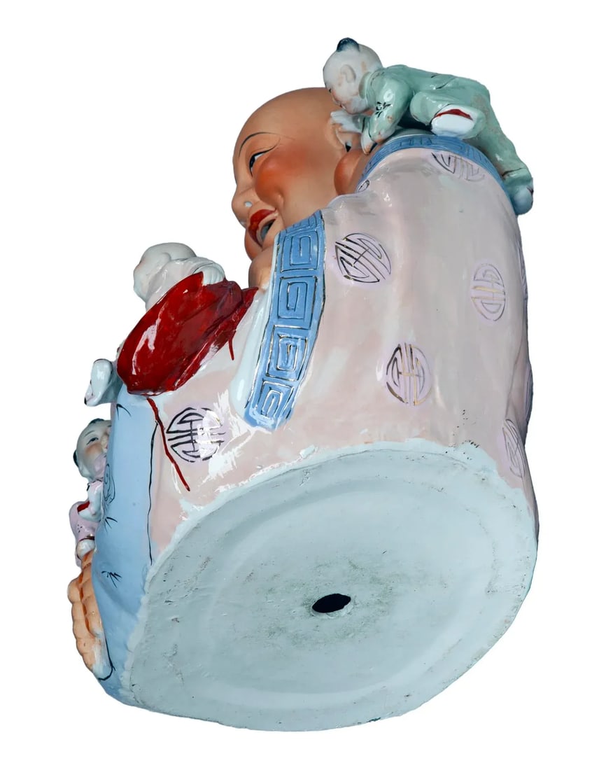 Early 20th Century Vietnamese Hand-Painted Porcelain "Happy Buddha" Sculpture - 9