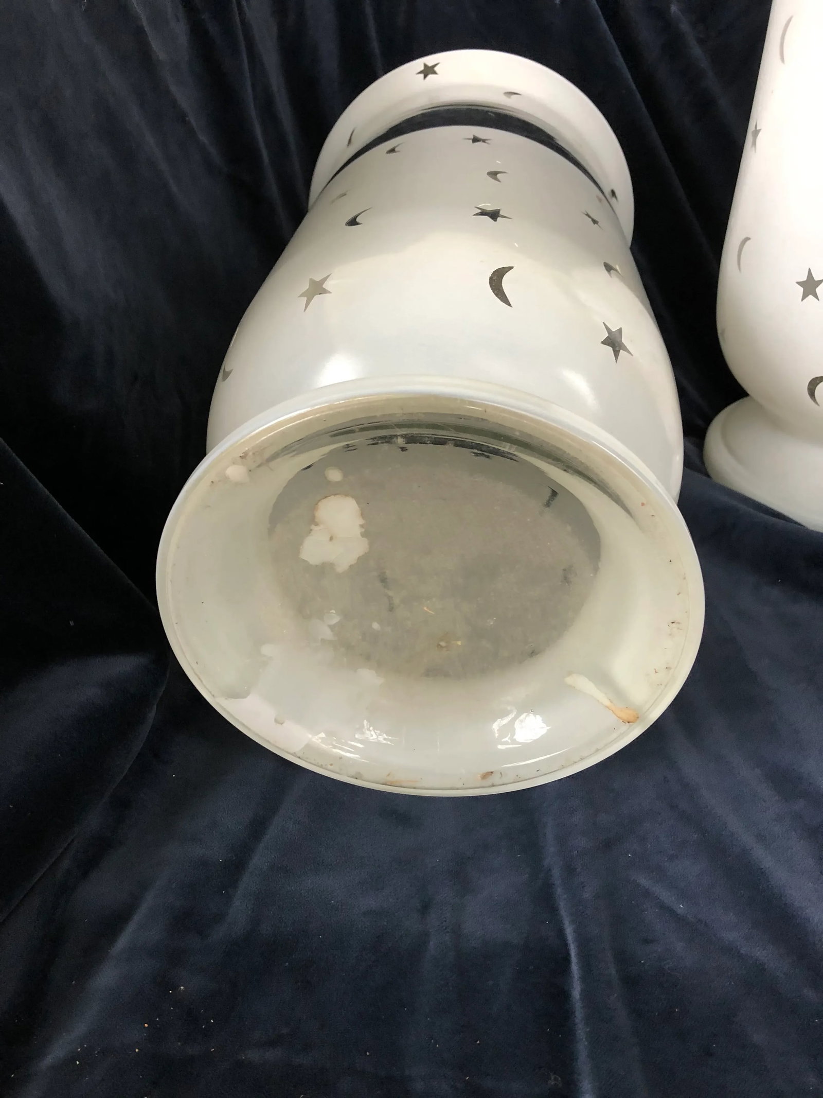 Moon & Stars Decorated Large Scale Frosted Glass Hurricane Shades - A Pair - 5