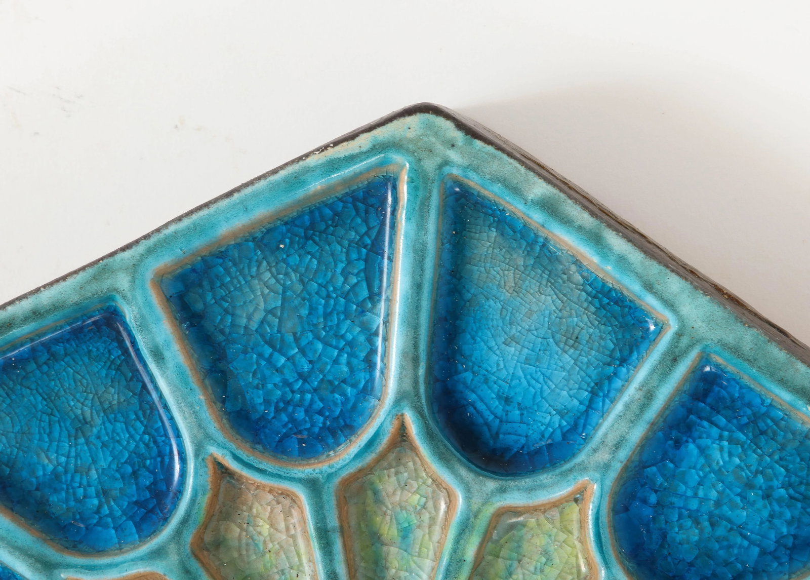 Pair of 1970s Scandinavian Hexagonal Blue Ceramic Wall Lights - 10