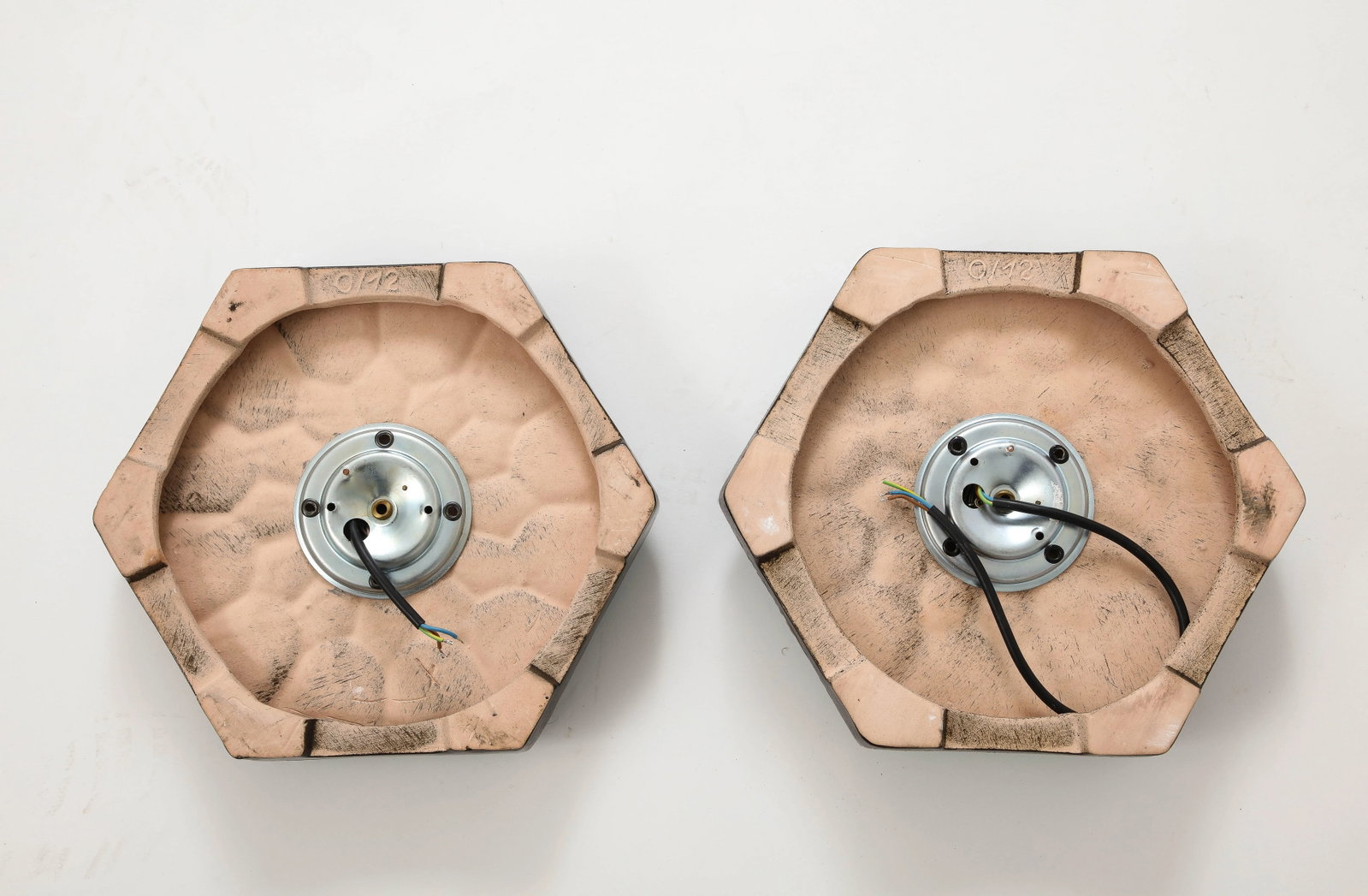 Pair of 1970s Scandinavian Hexagonal Blue Ceramic Wall Lights - 11