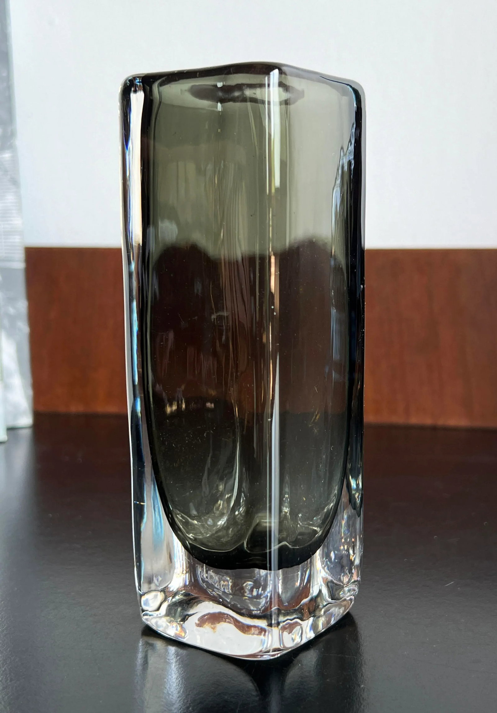 Vintage Sommerso Murano Glass Smoked Grey Vase - 2