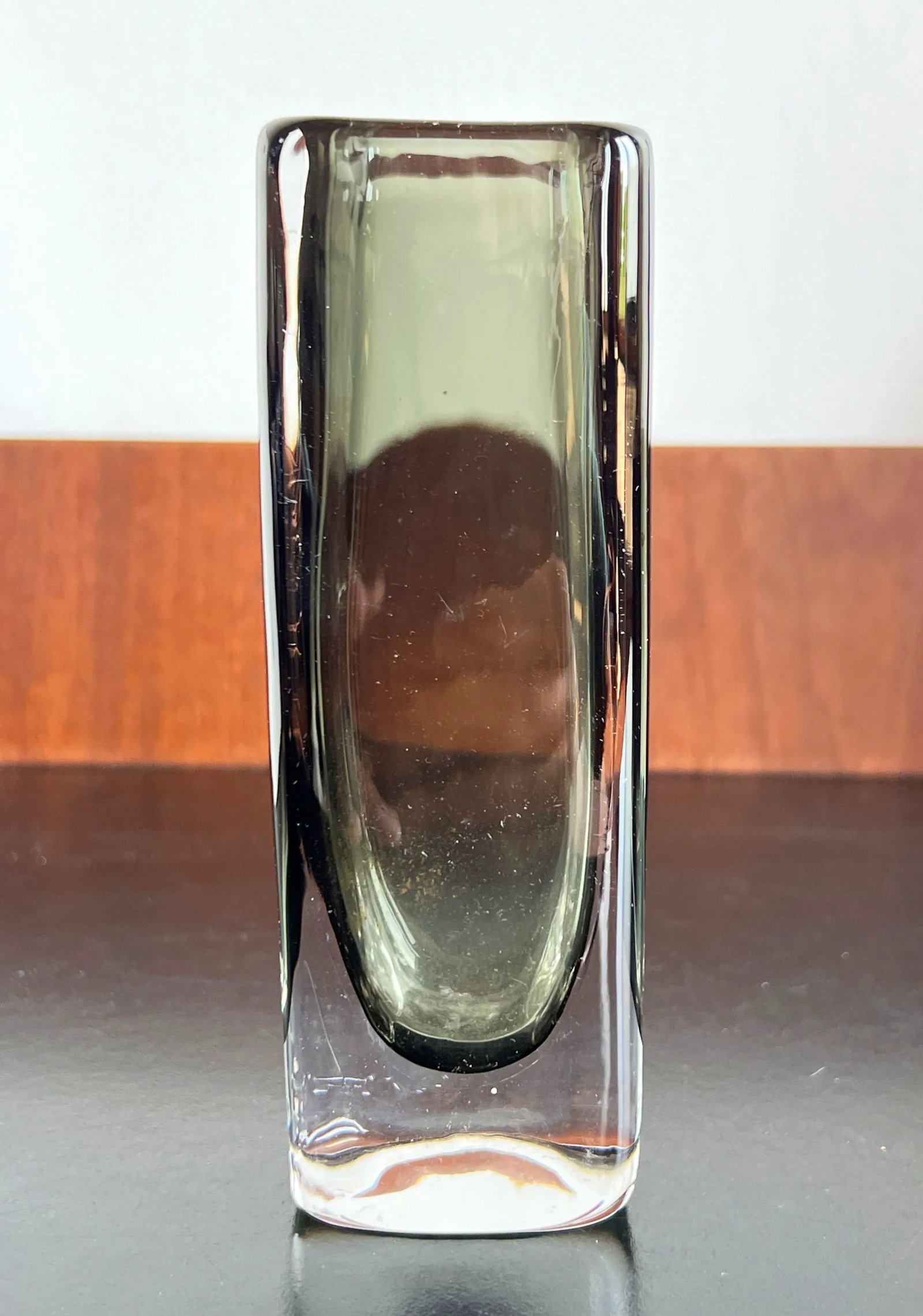 Vintage Sommerso Murano Glass Smoked Grey Vase - 6