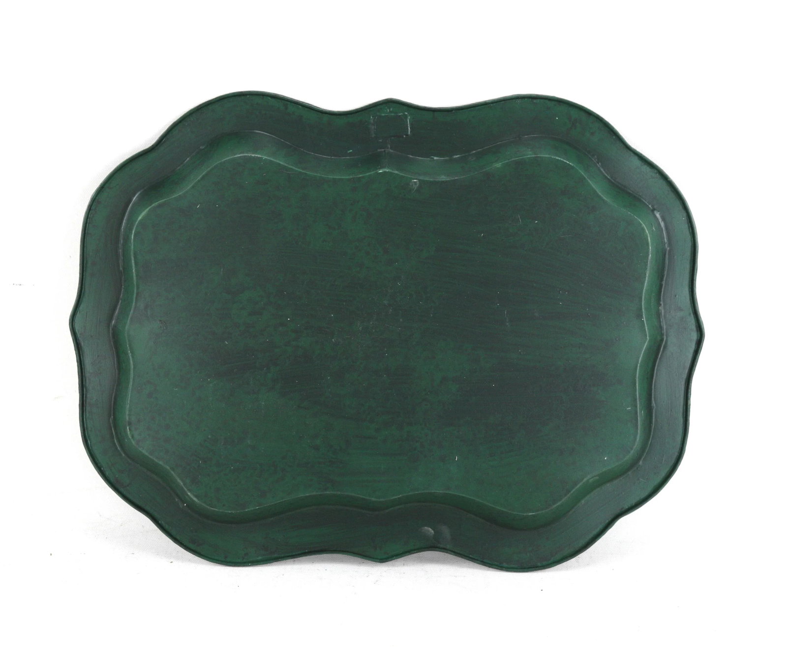 Vintage Green Hand Painted Gold Chinoiseries Style Patterned Plate Tray - 9