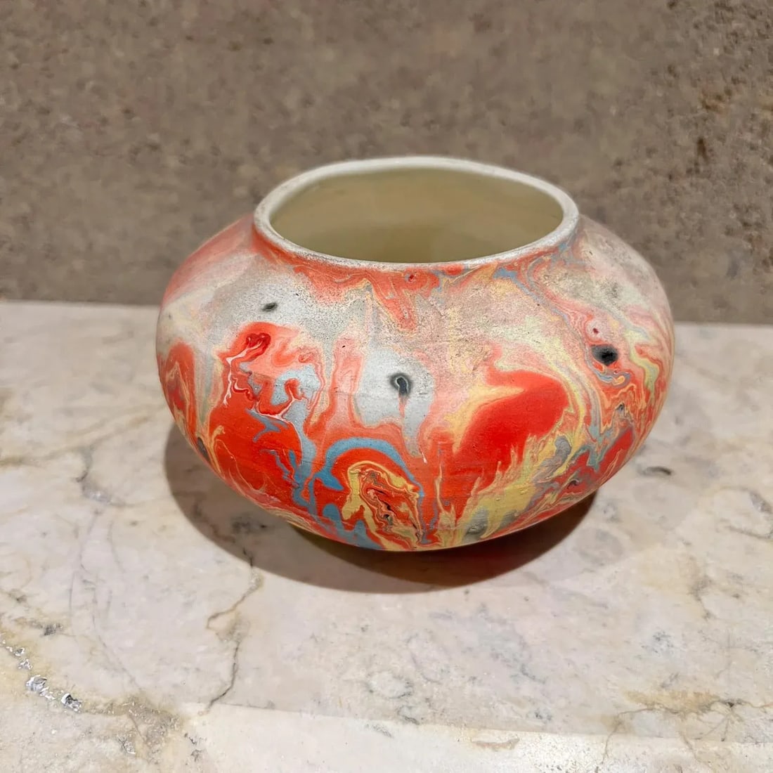 Vintage Nemadji Indian Art Pottery Red Vase by Native American Maker - 2