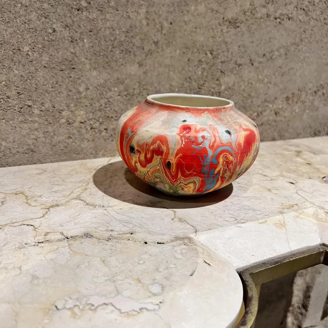 Vintage Nemadji Indian Art Pottery Red Vase by Native American Maker - 4