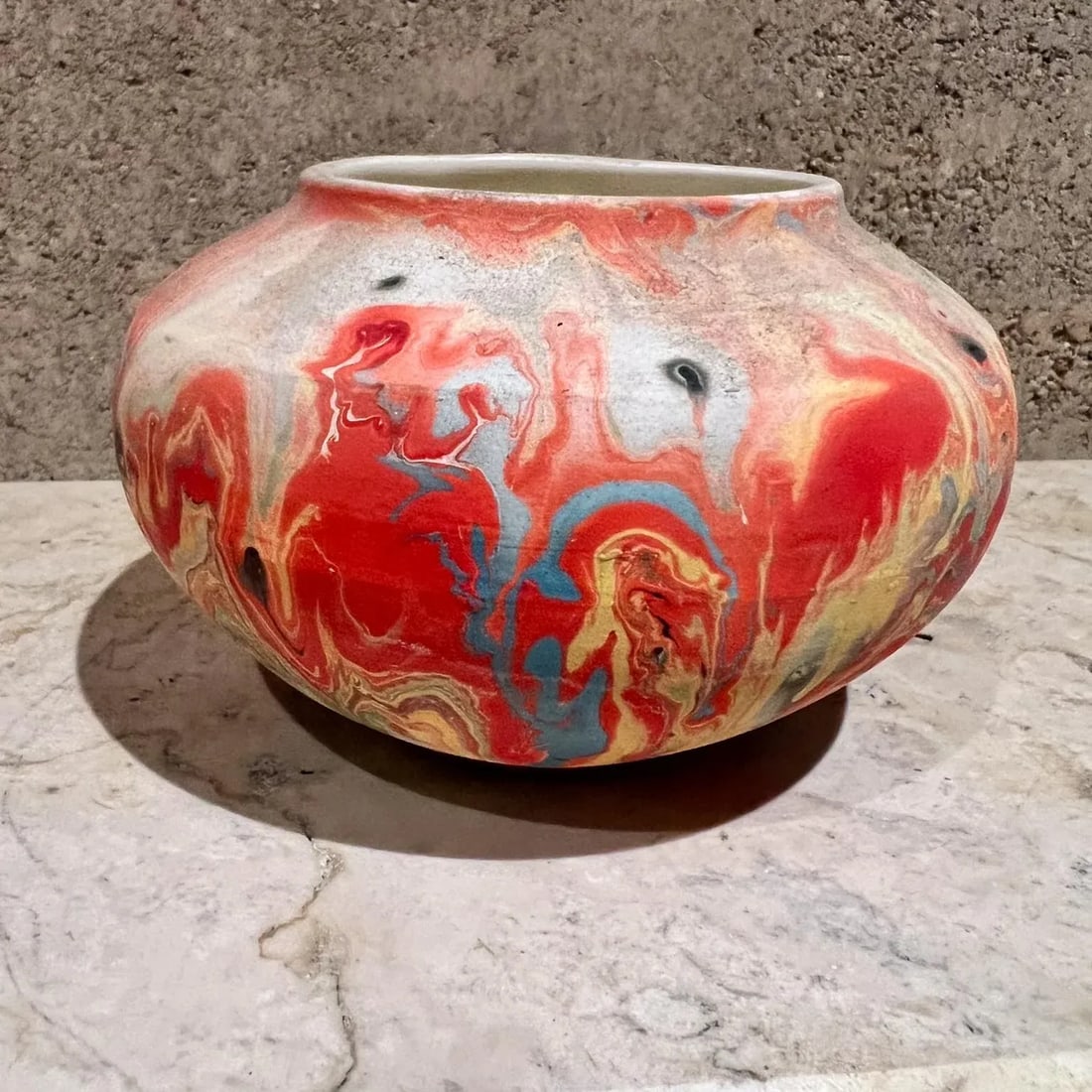 Vintage Nemadji Indian Art Pottery Red Vase by Native American Maker - 5