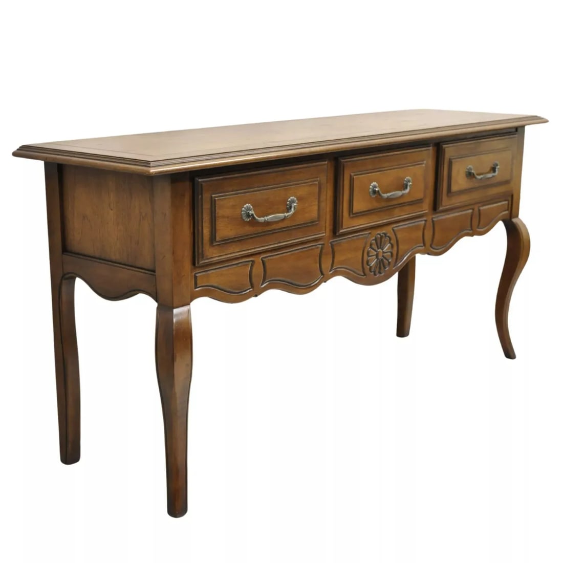 Century French Country Provincial Style Carved Oak & Pecan Wood Sideboard Buffet - 11