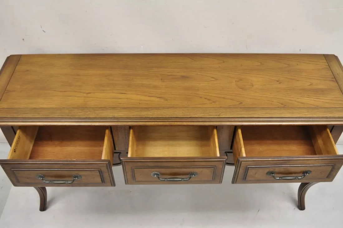 Century French Country Provincial Style Carved Oak & Pecan Wood Sideboard Buffet - 5