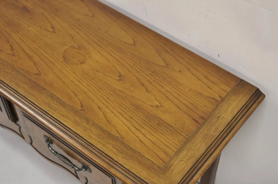 Century French Country Provincial Style Carved Oak & Pecan Wood Sideboard Buffet - 7