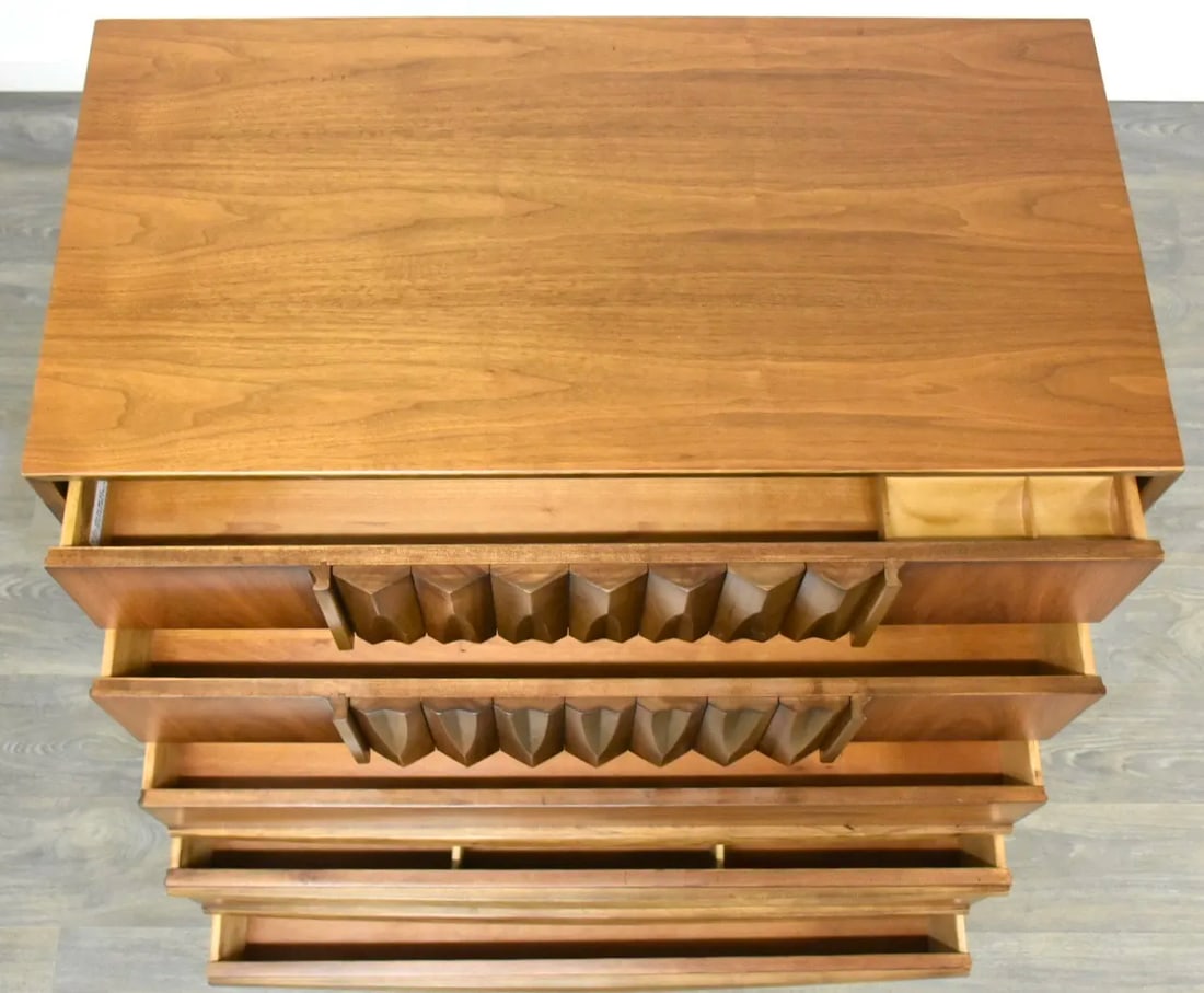 1960s Thomasville Walnut and Rosewood Tall Dresser - 7