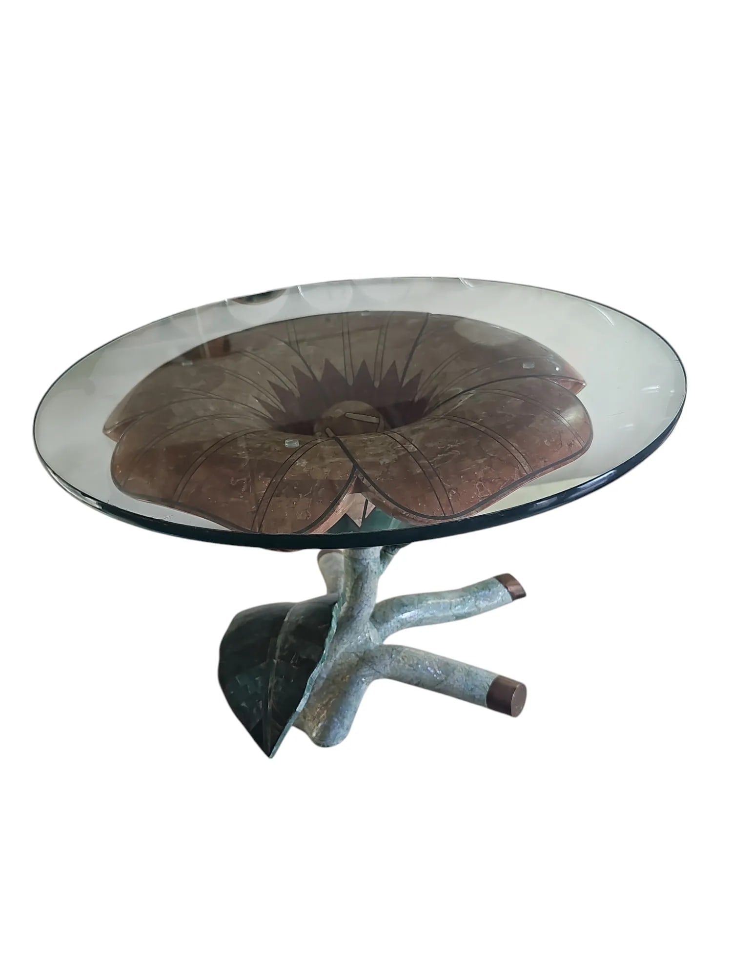 1990s Maitland Smith Tessellated Stone Flower Side Table - 3