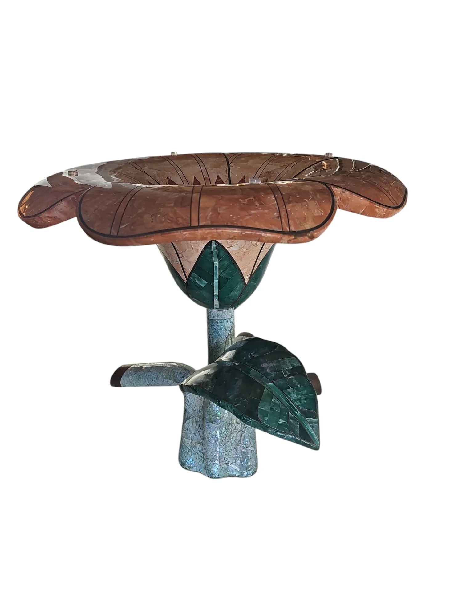 1990s Maitland Smith Tessellated Stone Flower Side Table - 5