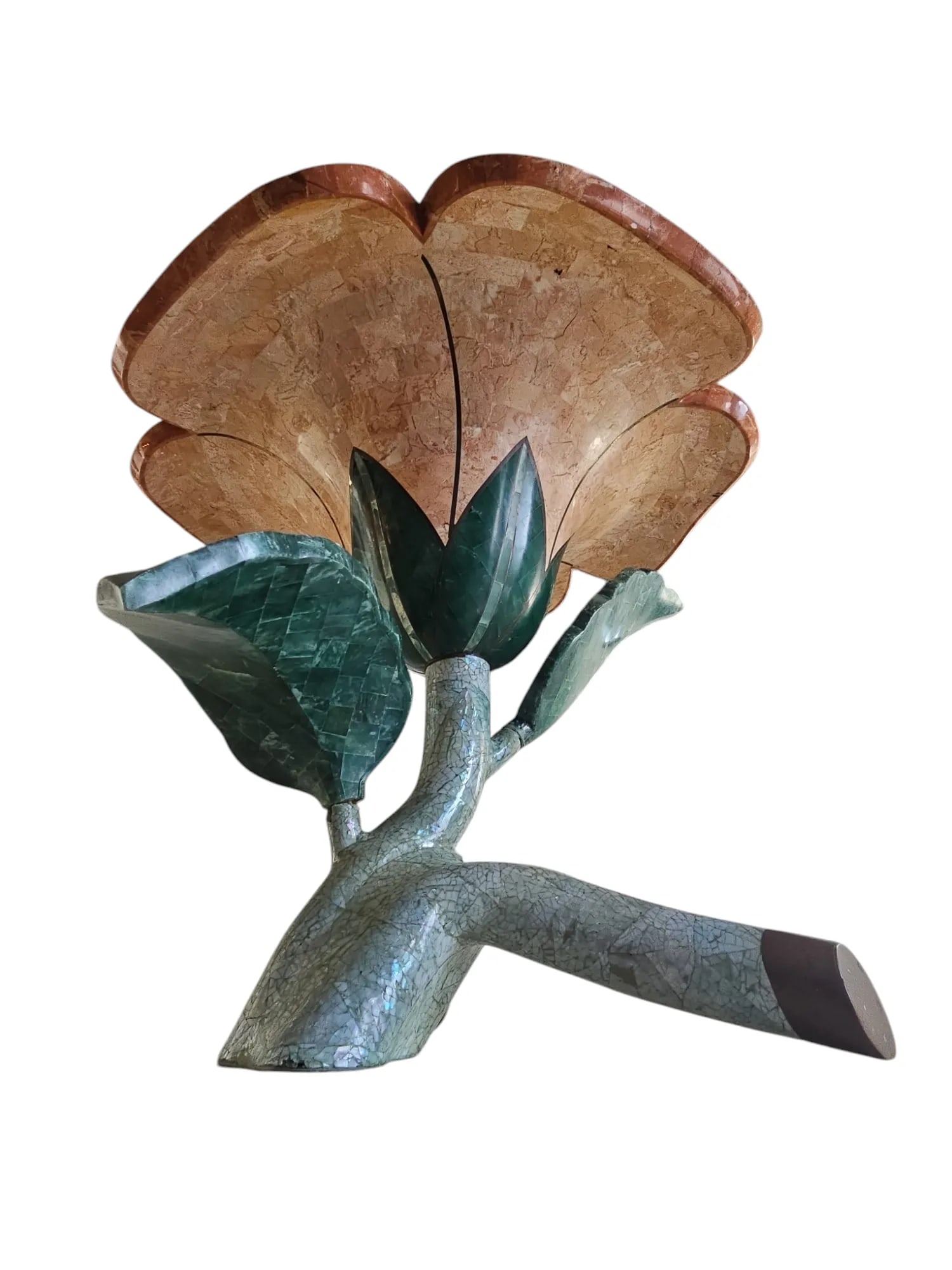 1990s Maitland Smith Tessellated Stone Flower Side Table - 8
