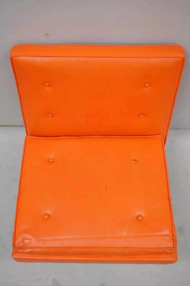 Mid 20th Century Milo Baughman Thayer Coggin Mid Century Modern Orange Teak & Vinyl Lounge Chair - 3