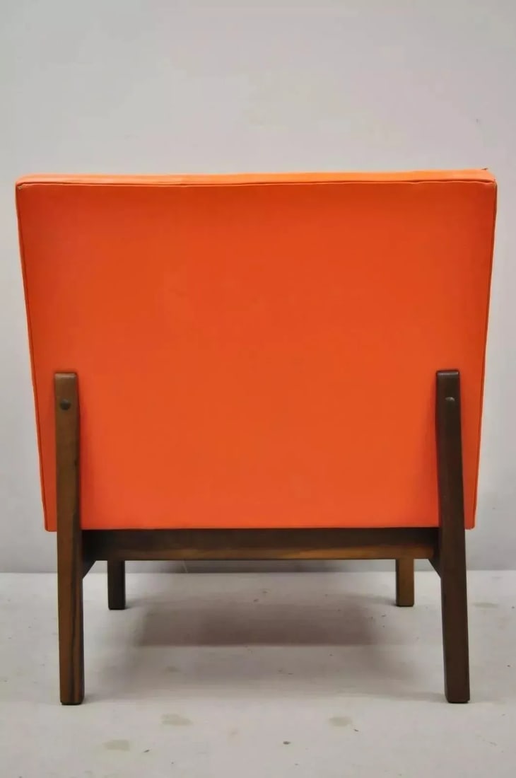 Mid 20th Century Milo Baughman Thayer Coggin Mid Century Modern Orange Teak & Vinyl Lounge Chair - 7