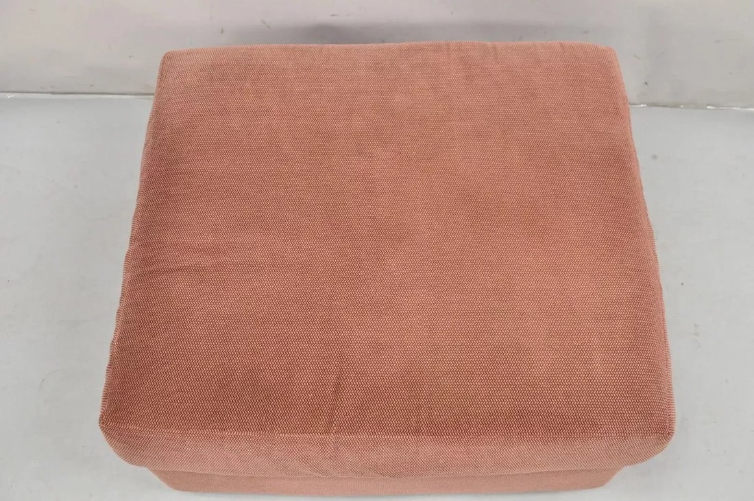 Late 20th Century Vintage Thayer Coggin Modern Upholstered Mauve Color Ottoman on Wheels - 5