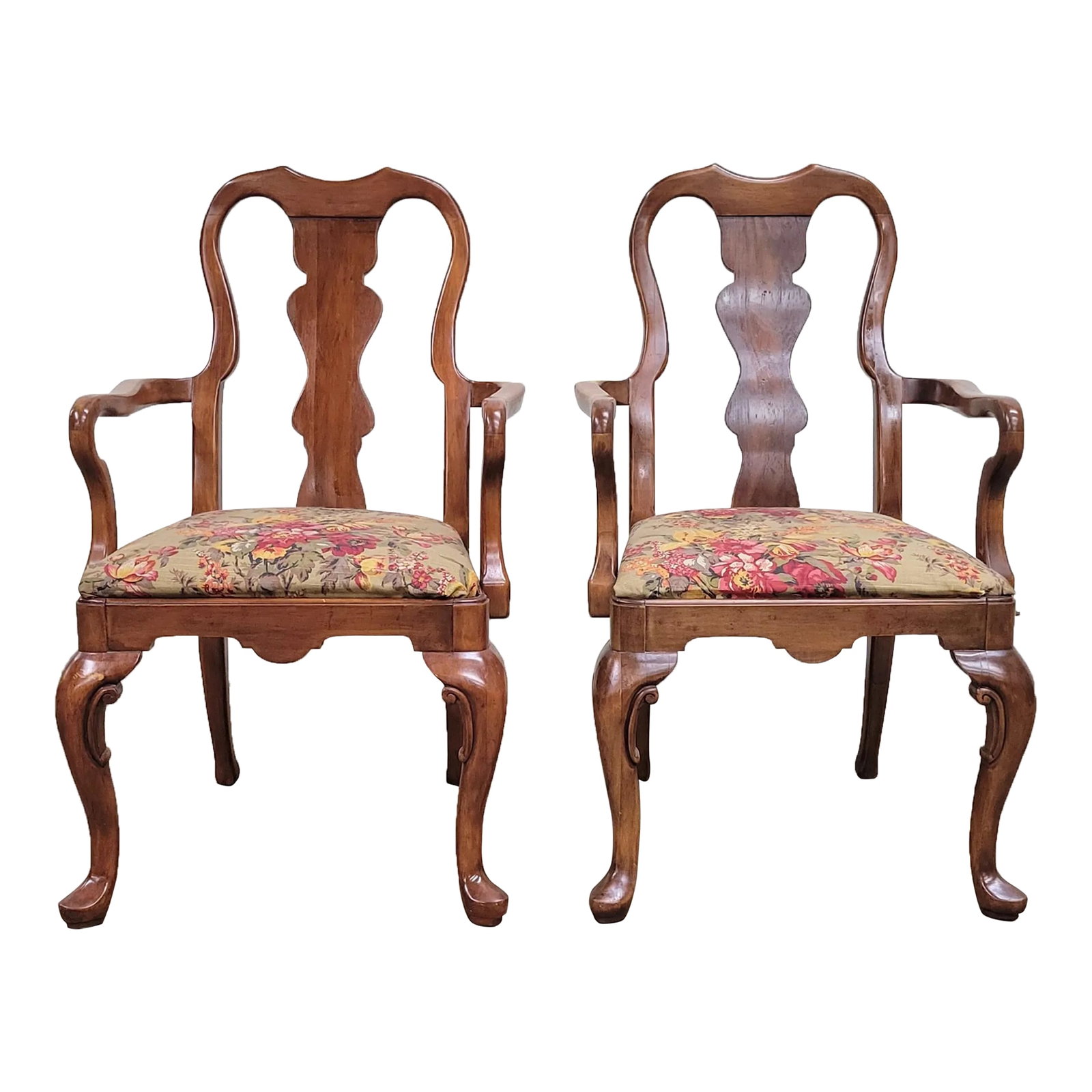 Vintage Lexington Furniture Industries Queen Anne Dining Arm Chairs - Pair (1 of 12)