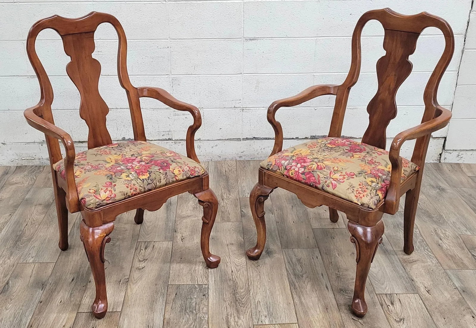Vintage Lexington Furniture Industries Queen Anne Dining Arm Chairs - Pair - 2